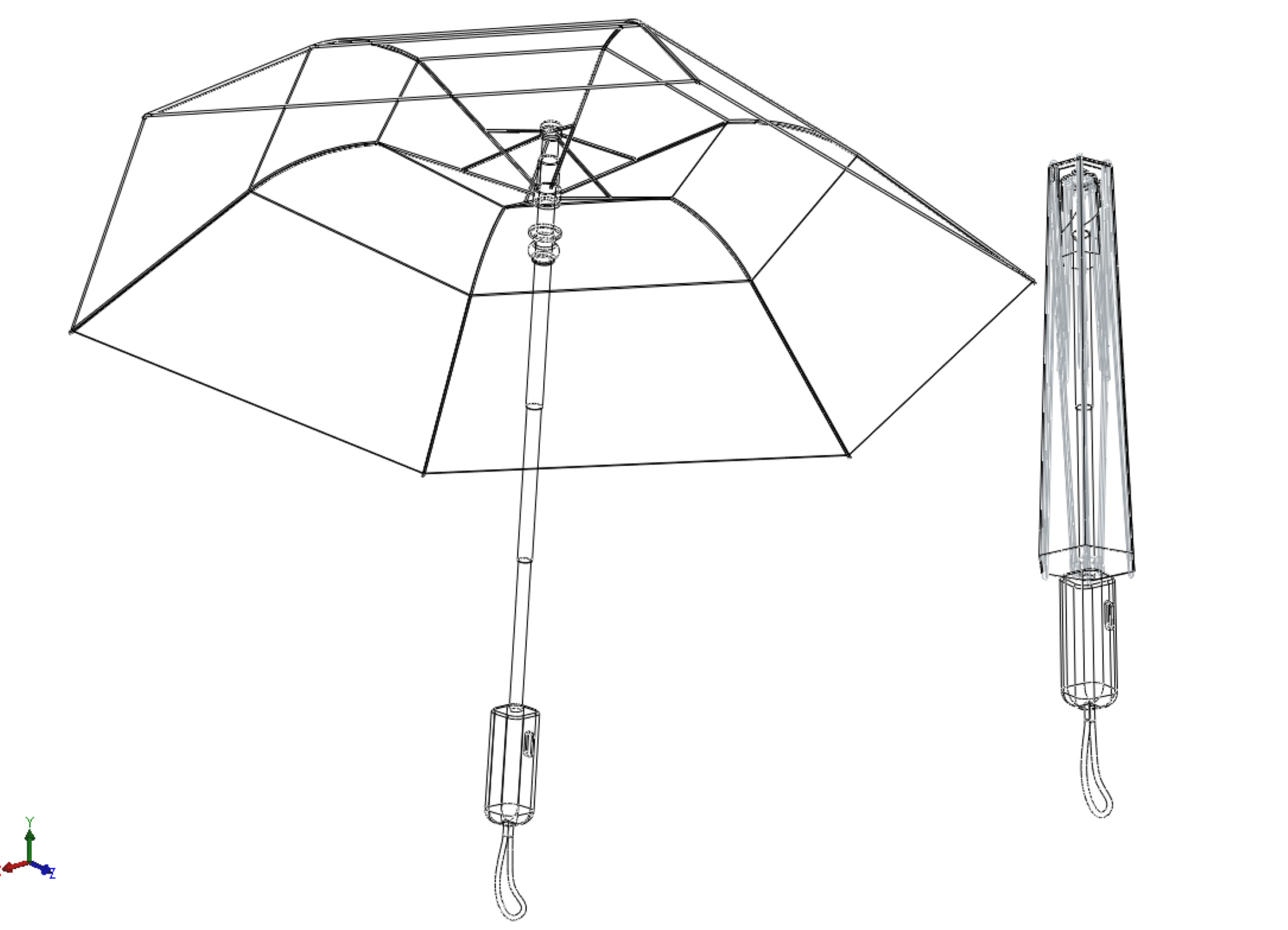 FOLDED OPEN CLOSED UMBRELLA AUTO FOLDABLE FOLDING COMPACT CLOSE 3D model_37