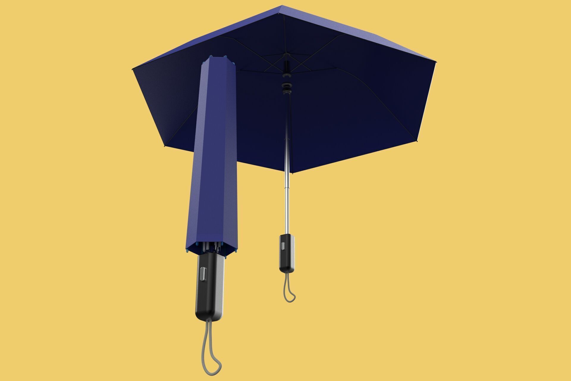 FOLDED OPEN CLOSED UMBRELLA AUTO FOLDABLE FOLDING COMPACT CLOSE 3D model_22