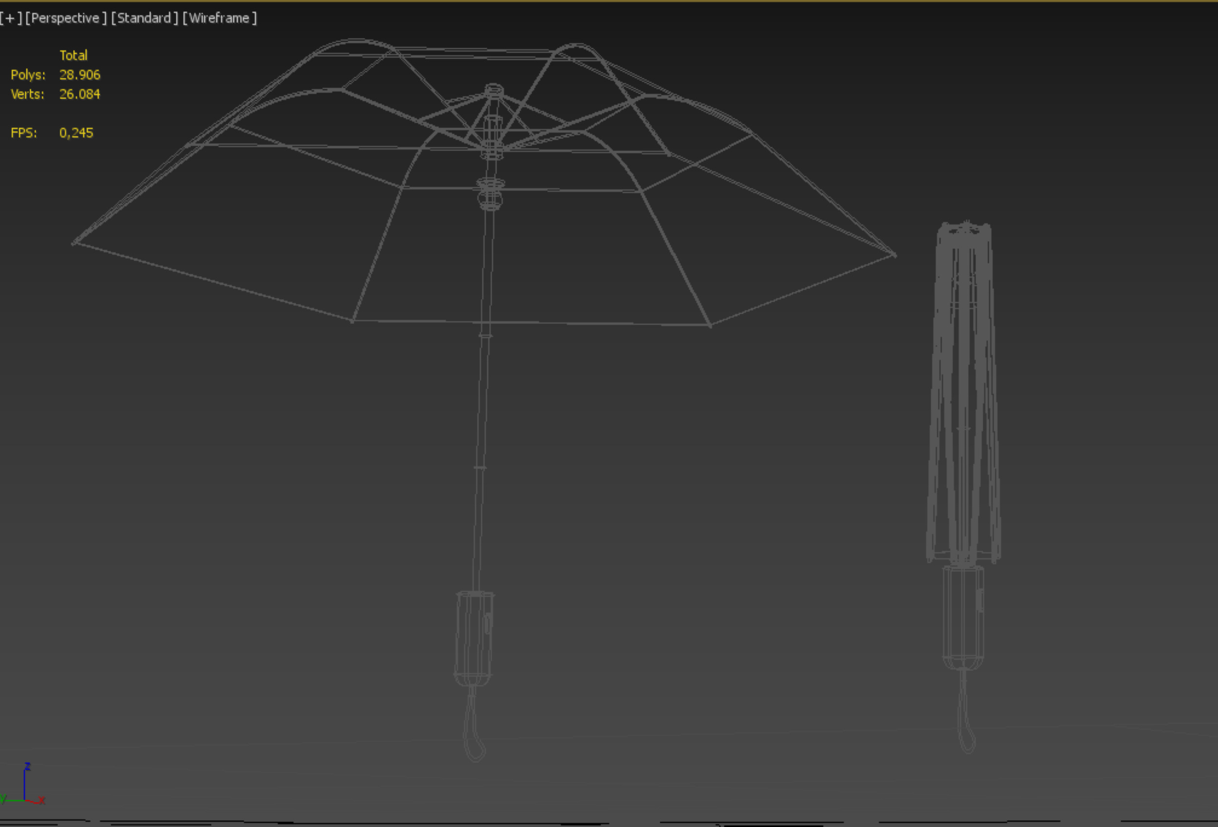 FOLDED OPEN CLOSED UMBRELLA AUTO FOLDABLE FOLDING COMPACT CLOSE 3D model_35