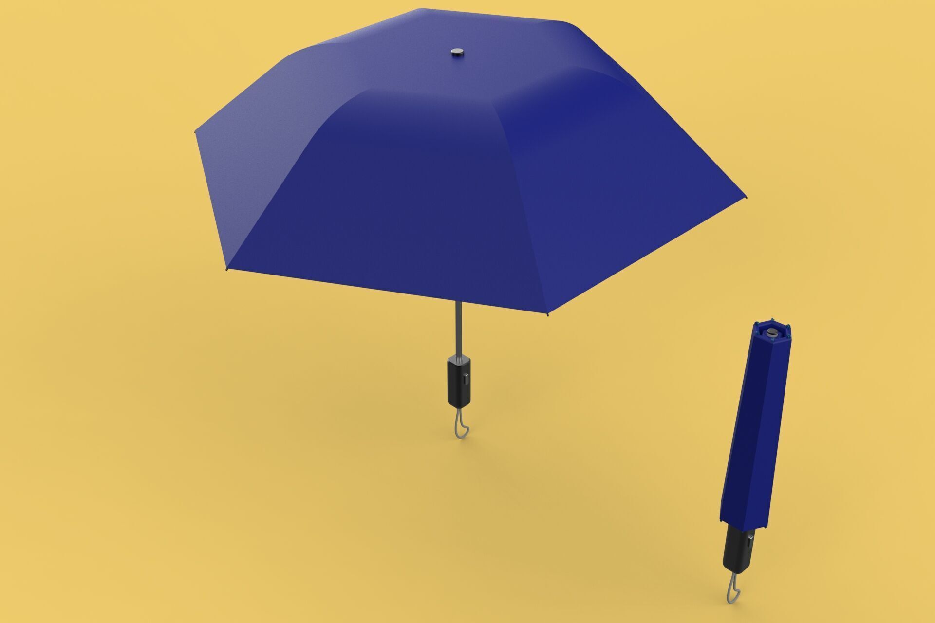 FOLDED OPEN CLOSED UMBRELLA AUTO FOLDABLE FOLDING COMPACT CLOSE 3D model_26