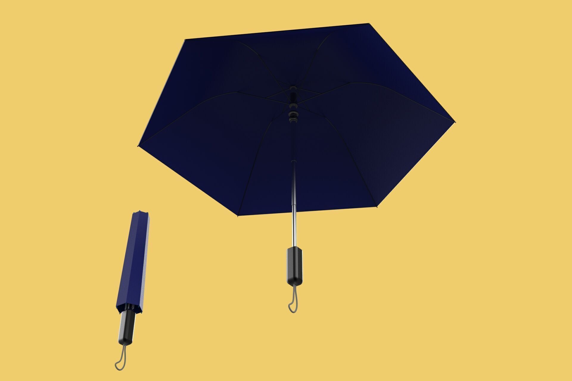 FOLDED OPEN CLOSED UMBRELLA AUTO FOLDABLE FOLDING COMPACT CLOSE 3D model_28