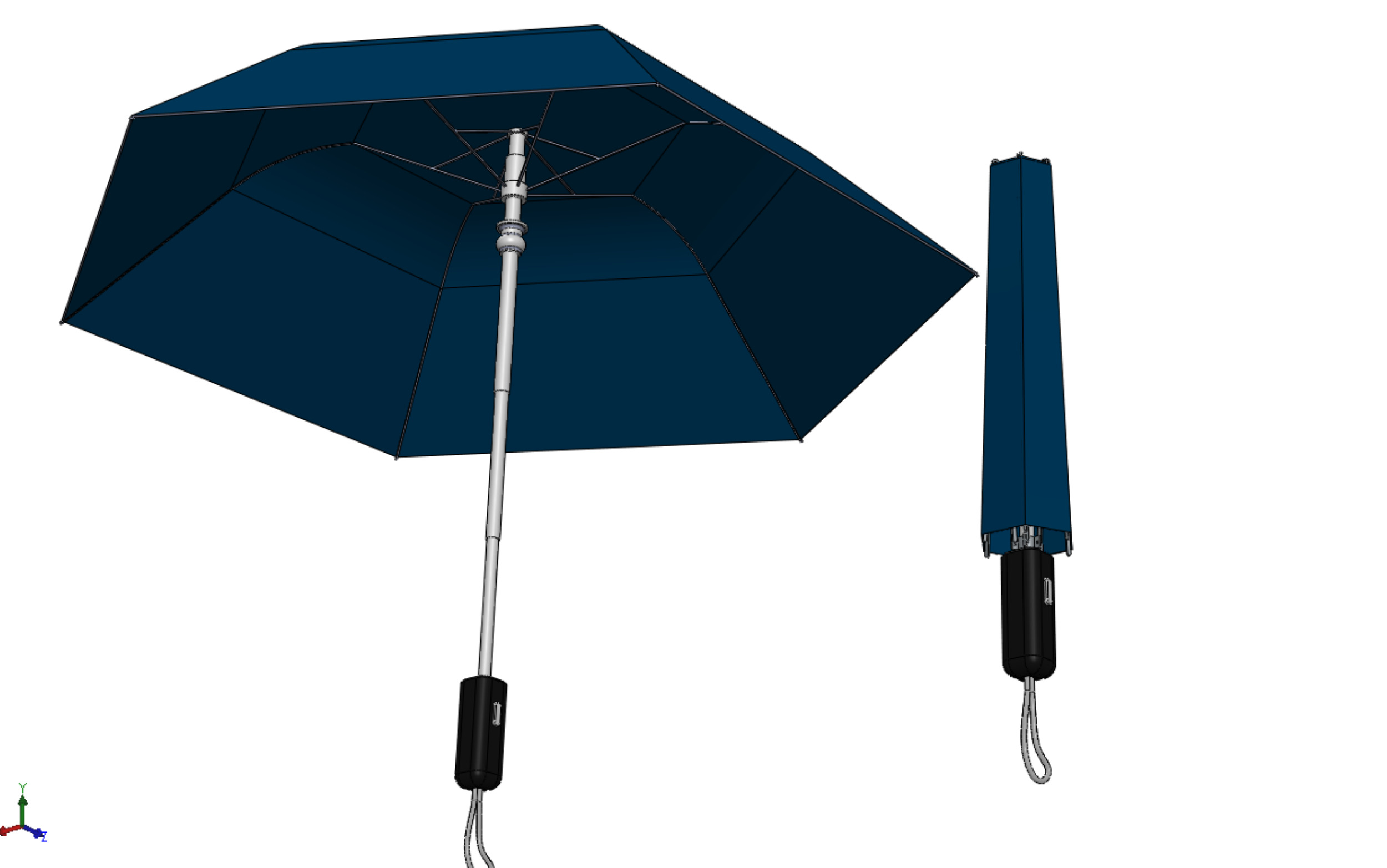 FOLDED OPEN CLOSED UMBRELLA AUTO FOLDABLE FOLDING COMPACT CLOSE 3D model_36