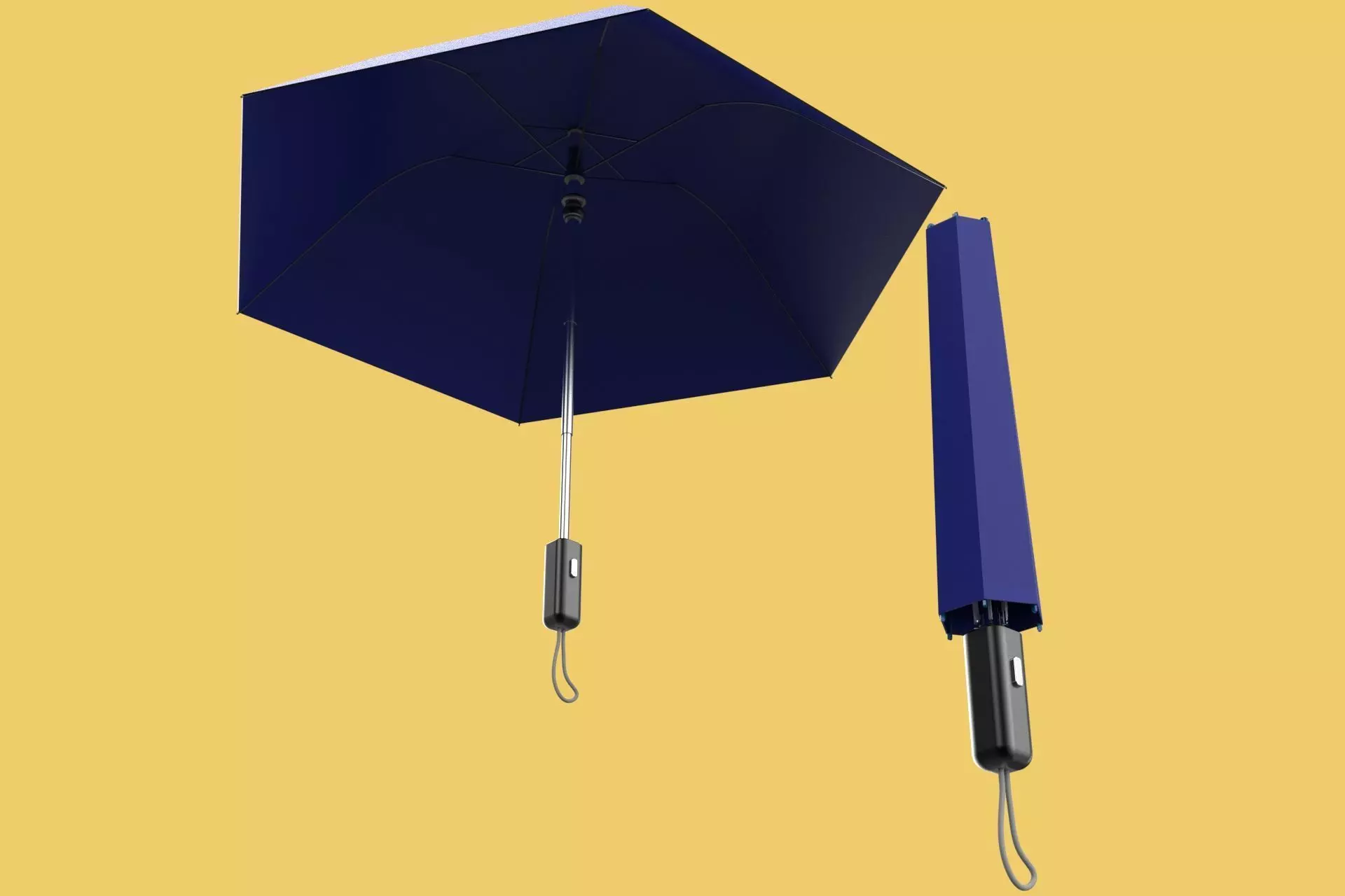 FOLDED OPEN CLOSED UMBRELLA AUTO FOLDABLE FOLDING COMPACT CLOSE 3D model_0