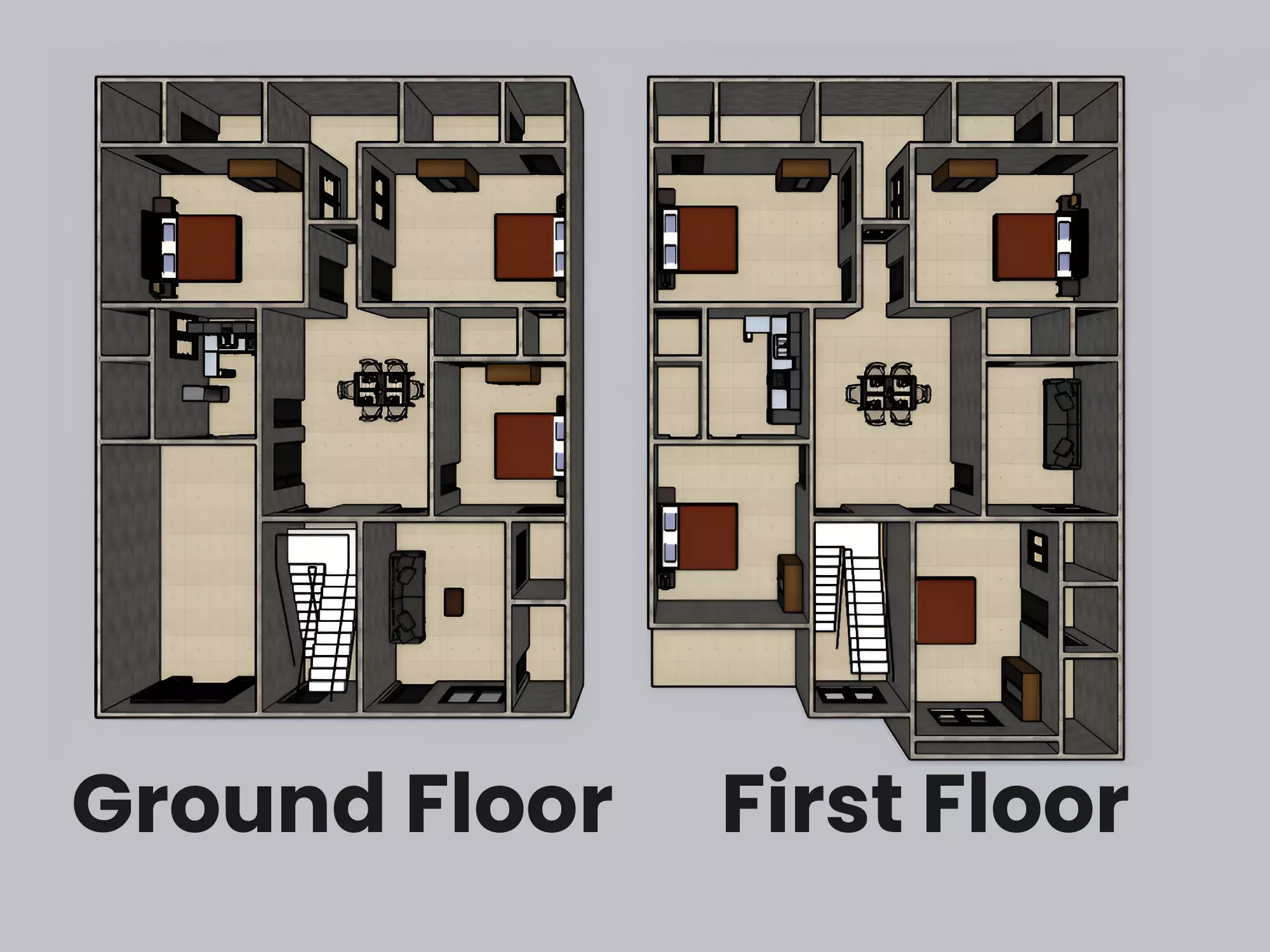 Plot 40X54 House Ground and First Floor Free 3D model
