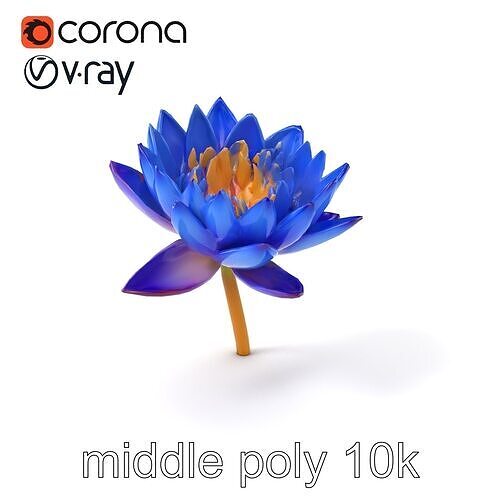 Blue Water Lily Realistic Model Pack Low-poly 3D model