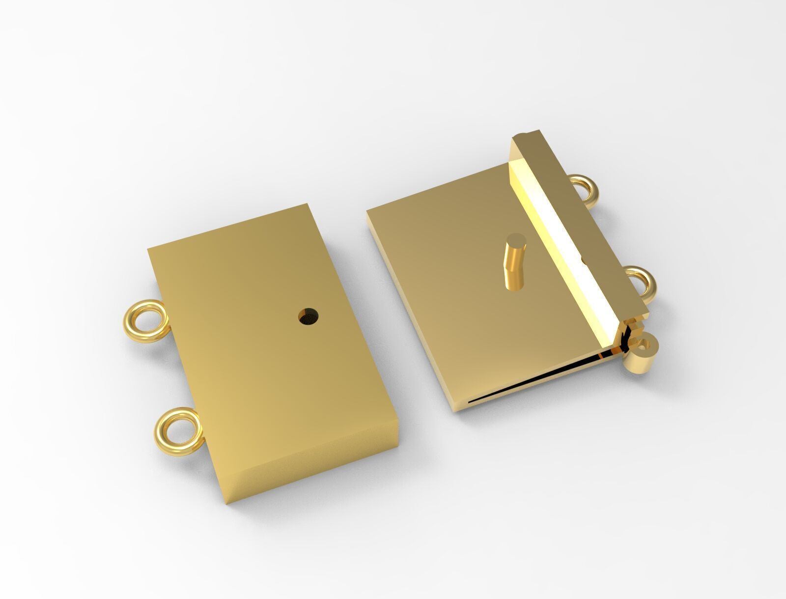 Classic gold two-tone box lock model gl0003 3D print model_12