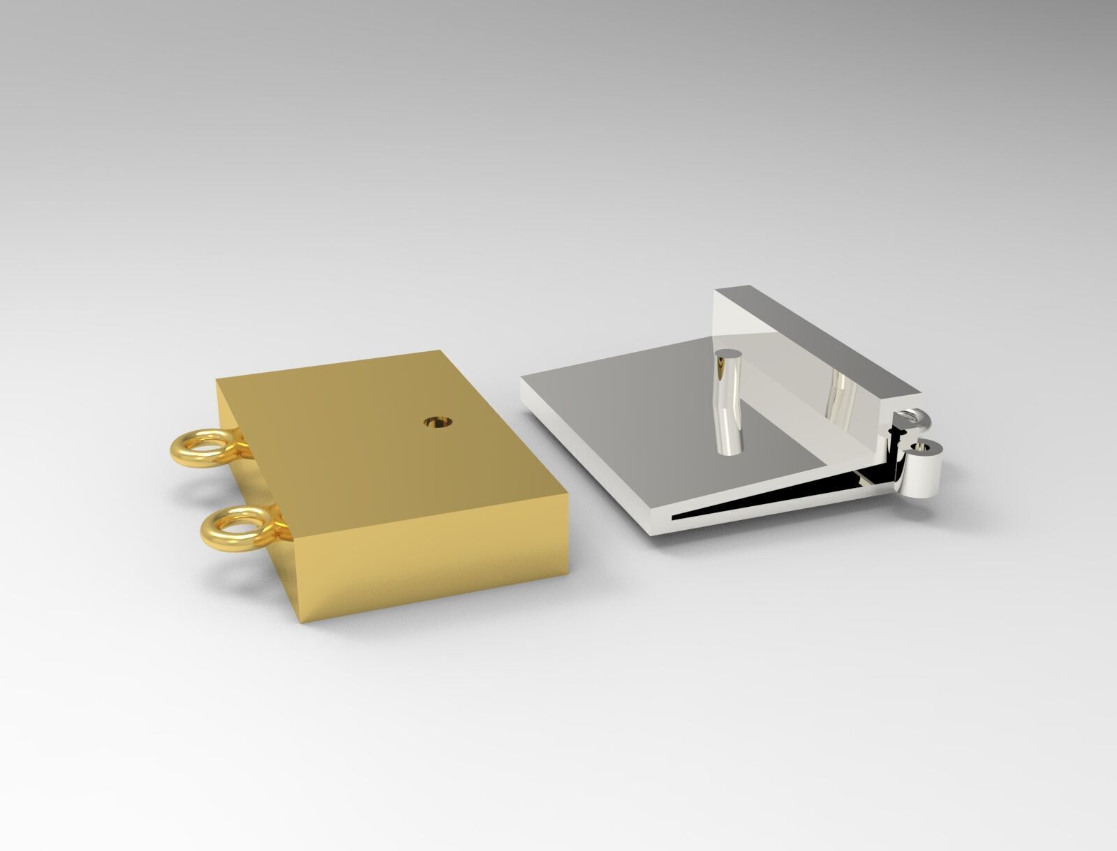 Classic gold two-tone box lock model gl0003 3D print model_3