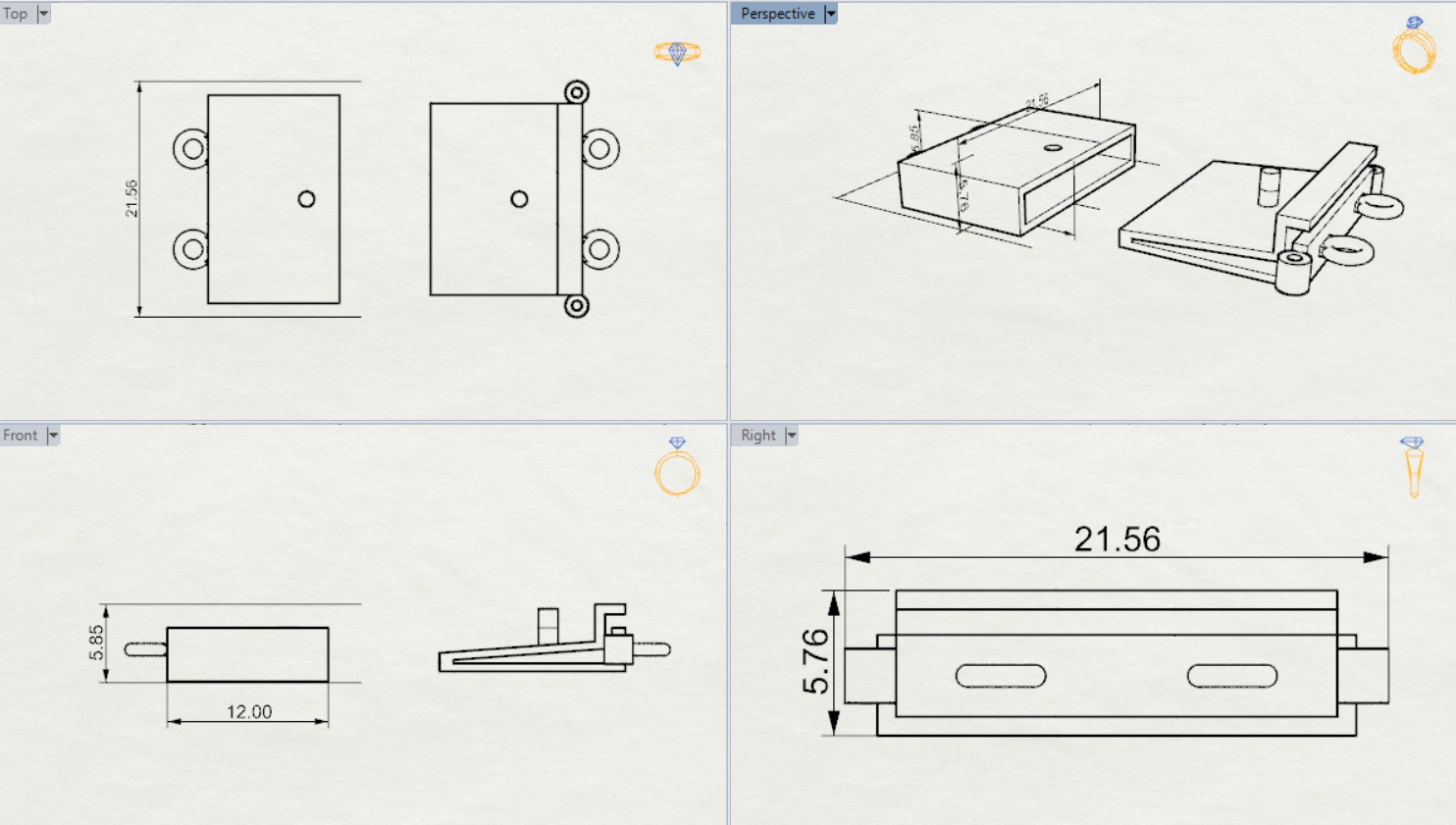 Classic gold two-tone box lock model gl0003 3D print model_23
