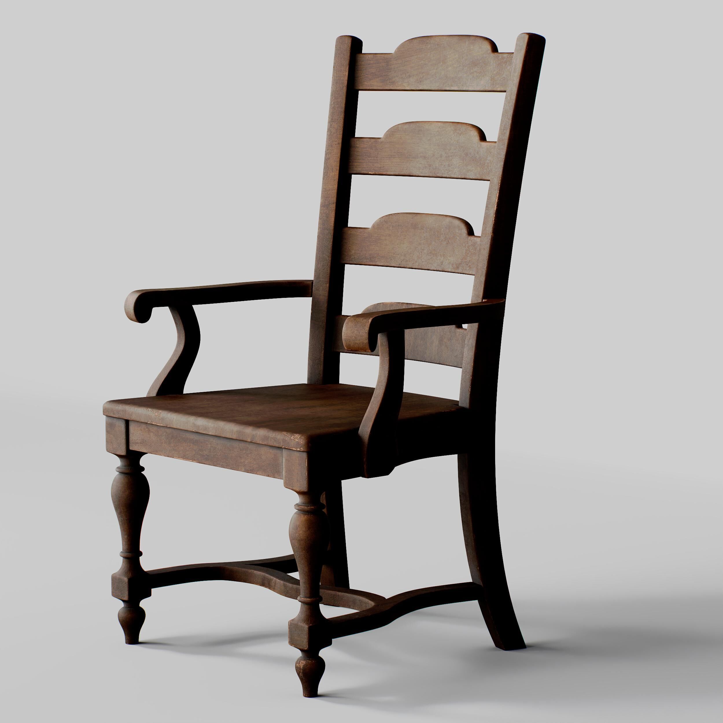 Old Wooden Chair  3D model_1