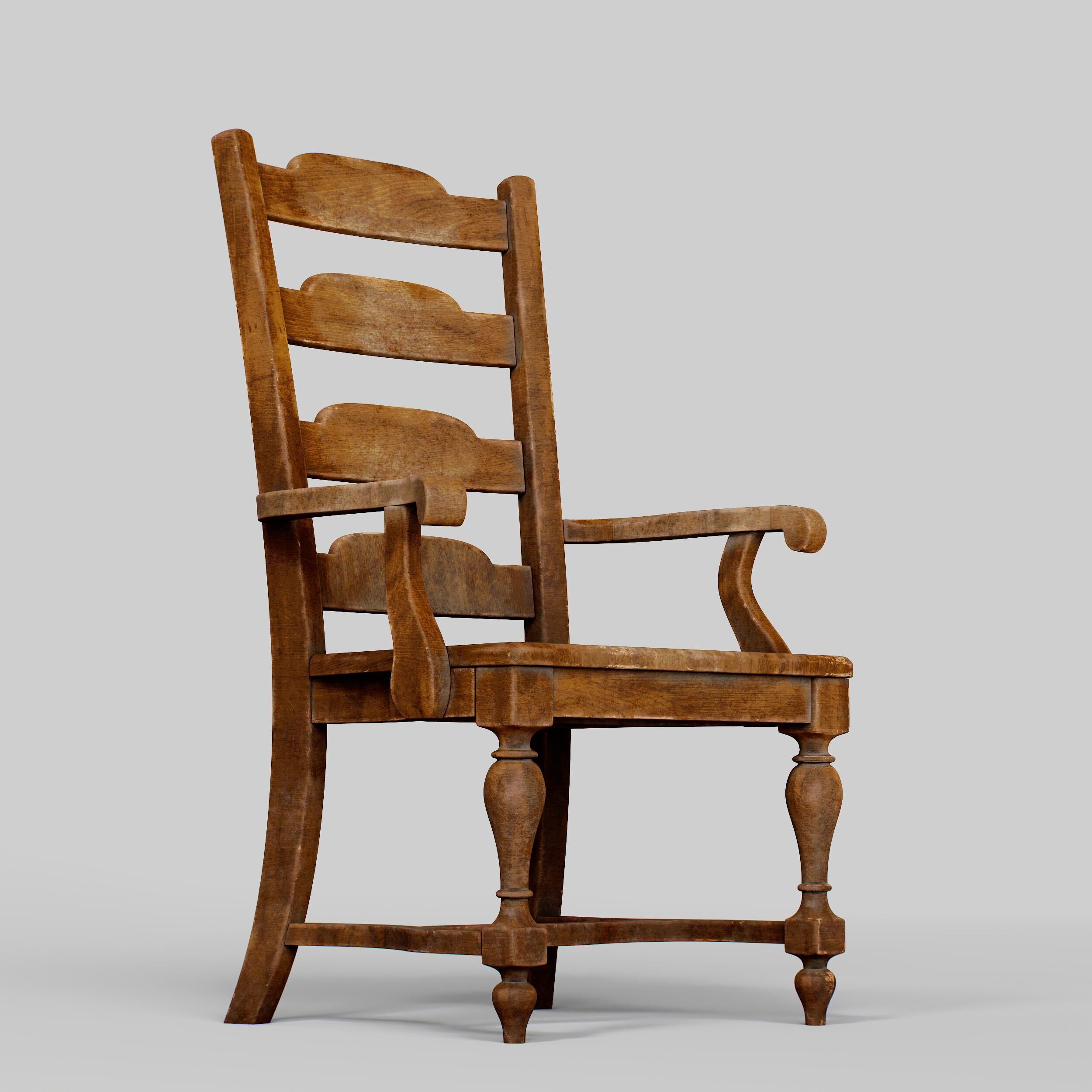 Old Wooden Chair  3D model_16