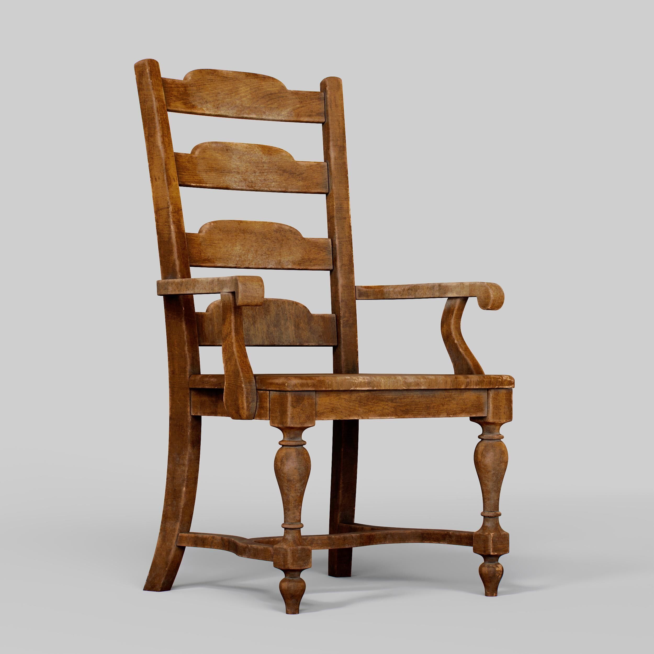 Old Wooden Chair  3D model_14