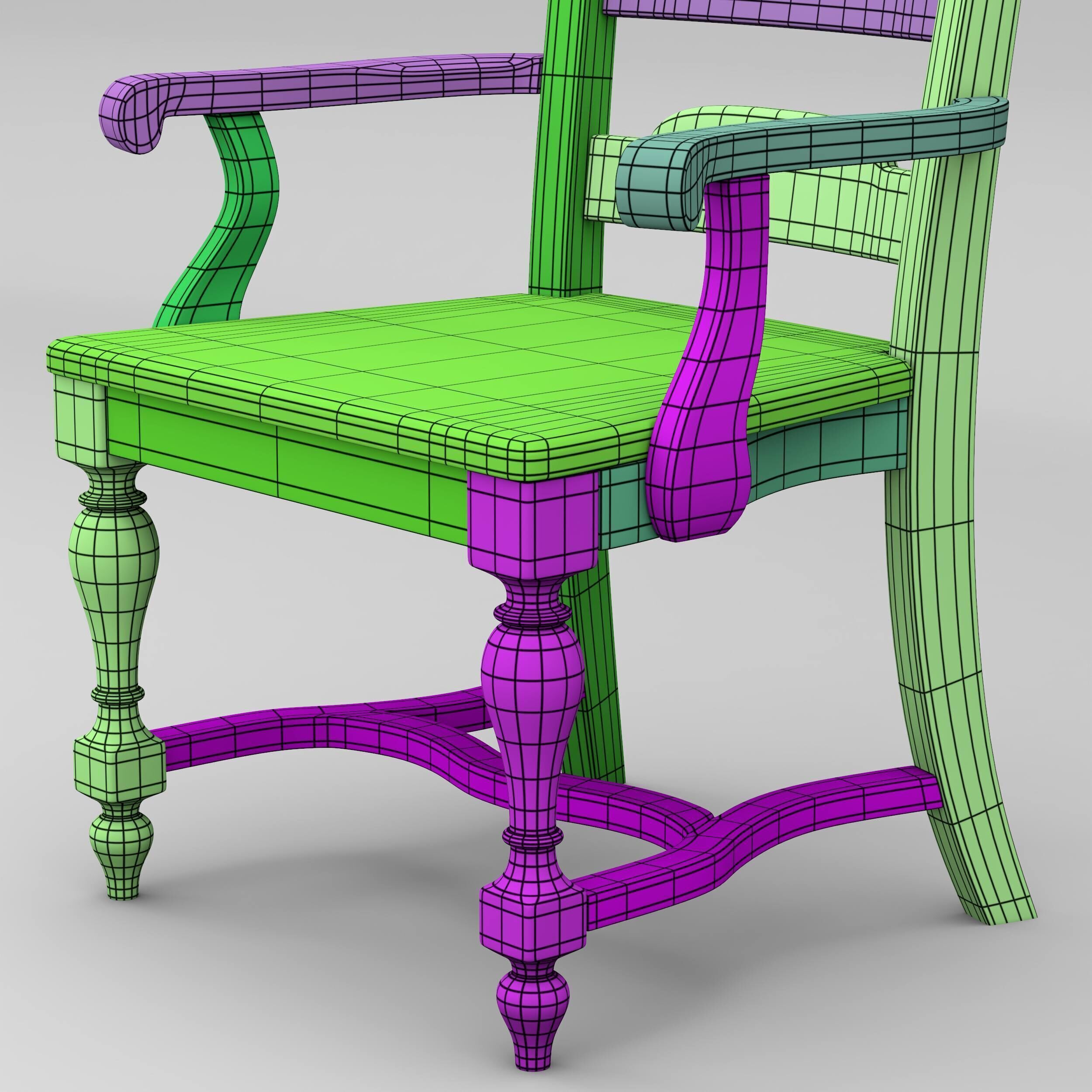 Old Wooden Chair  3D model_25