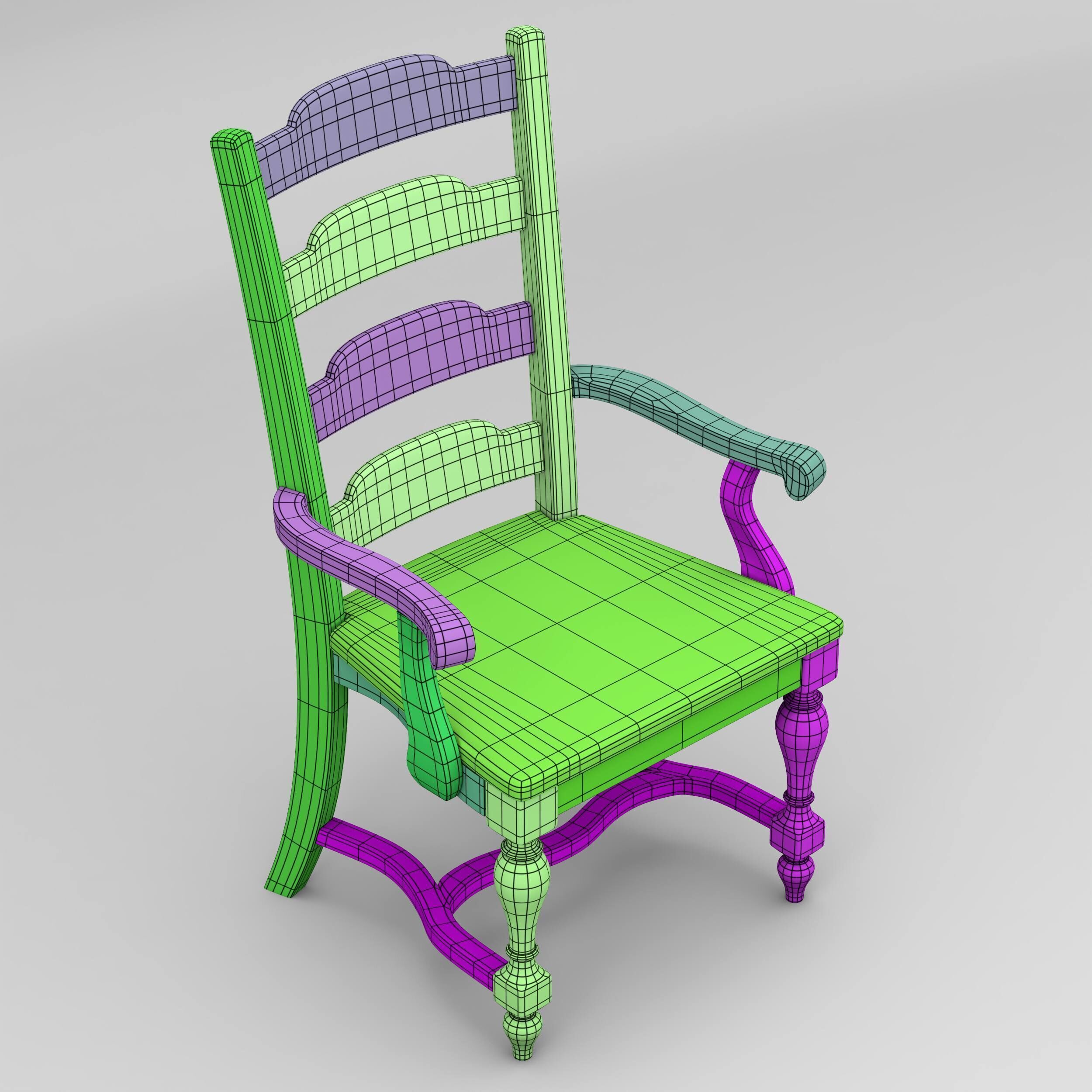 Old Wooden Chair  3D model_22