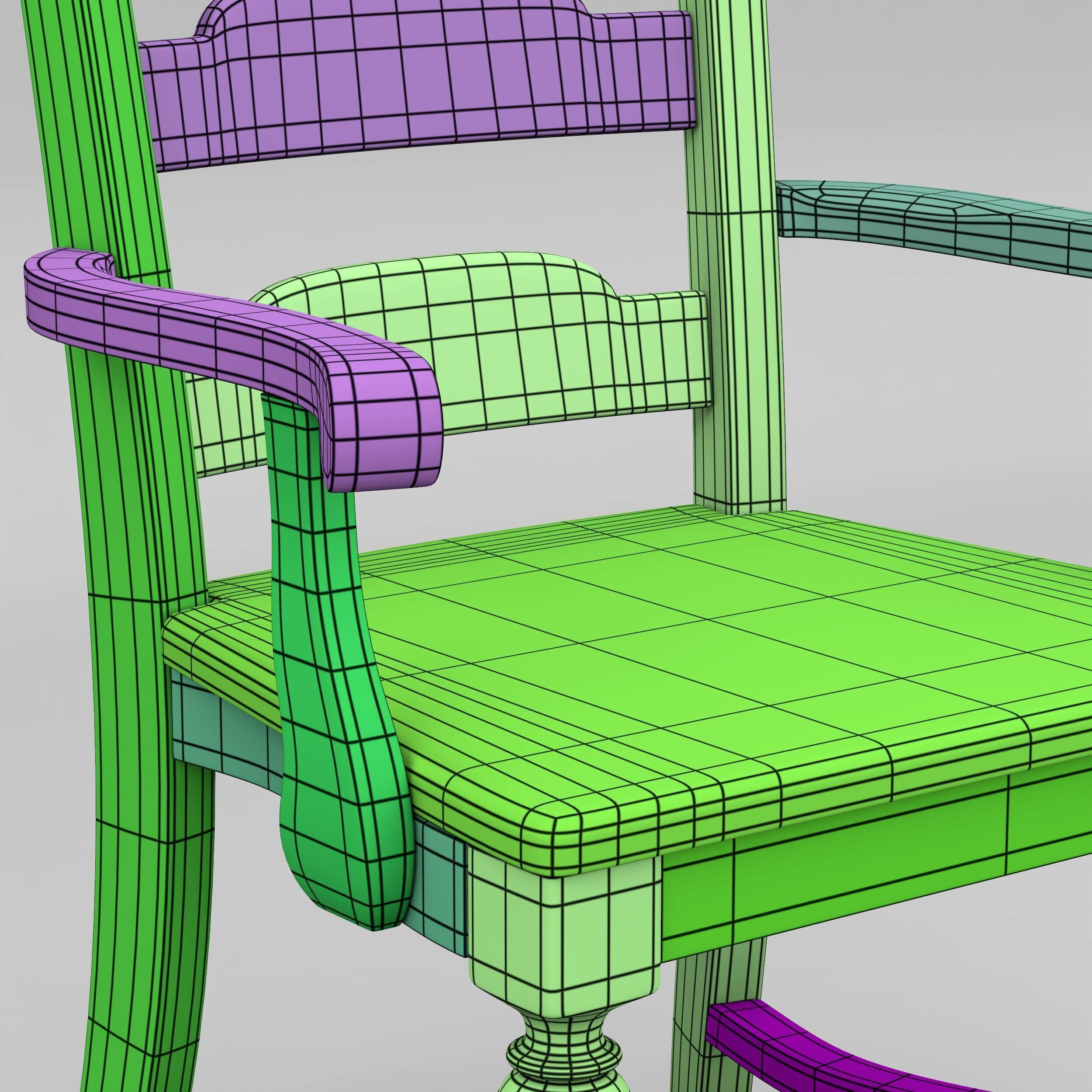 Old Wooden Chair  3D model_26