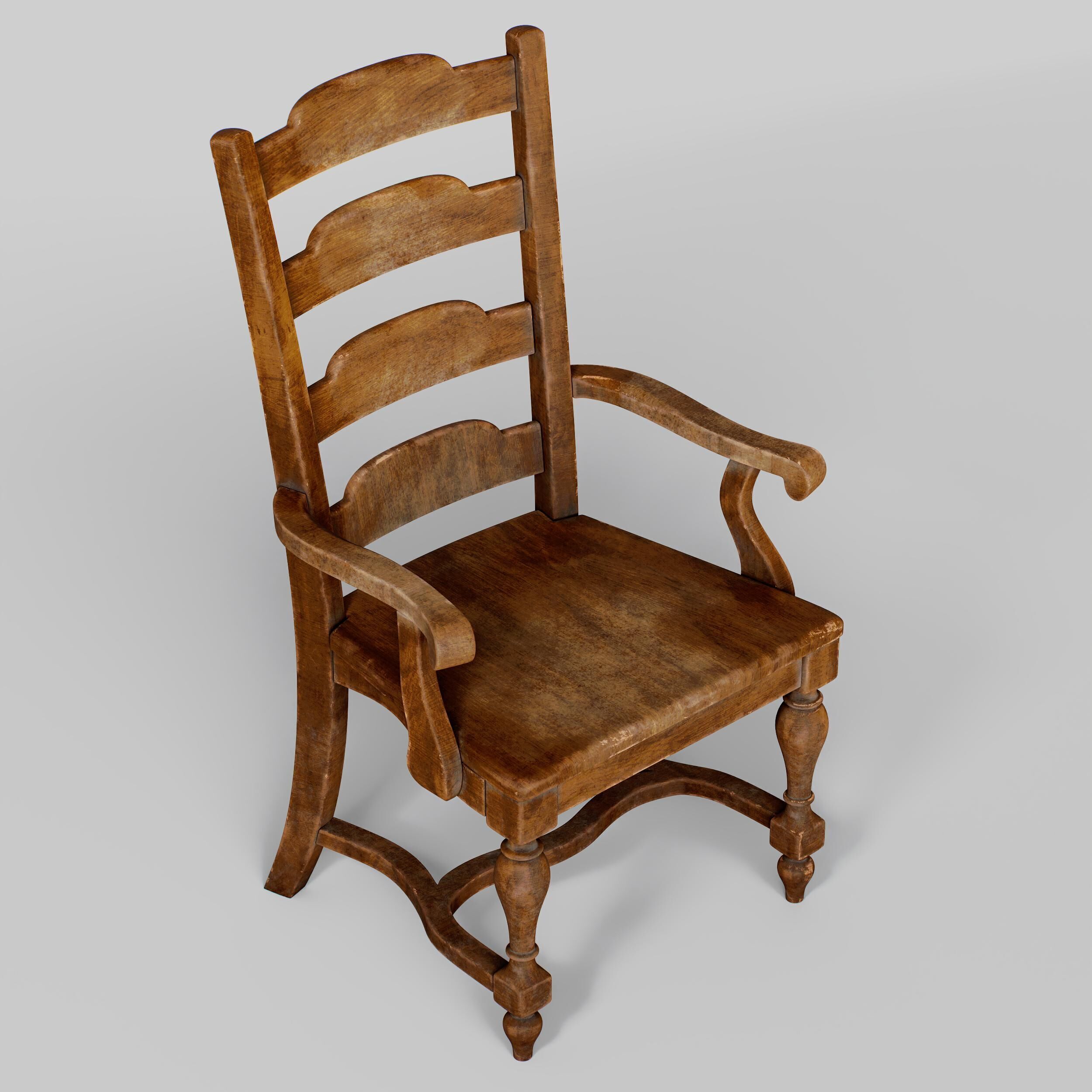 Old Wooden Chair  3D model_10