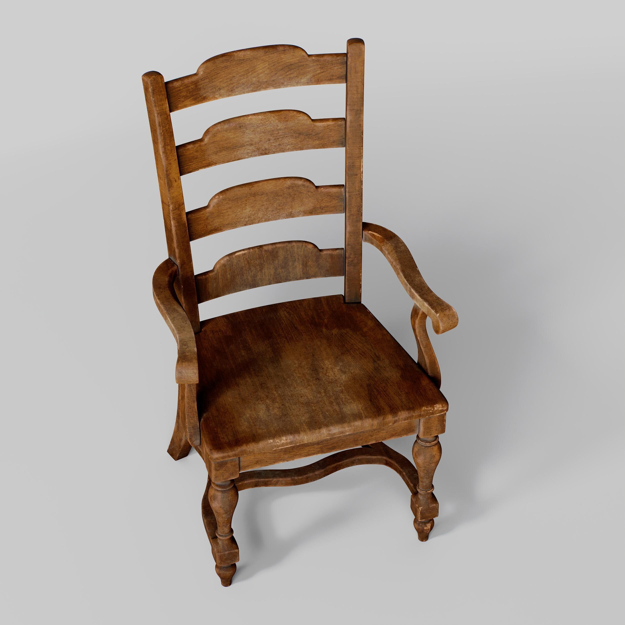 Old Wooden Chair  3D model_9