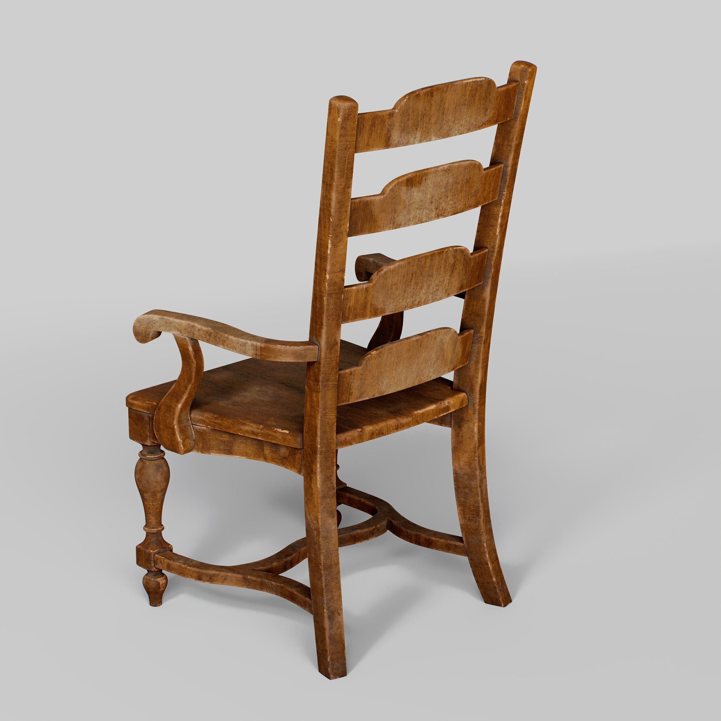 Old Wooden Chair  3D model_11