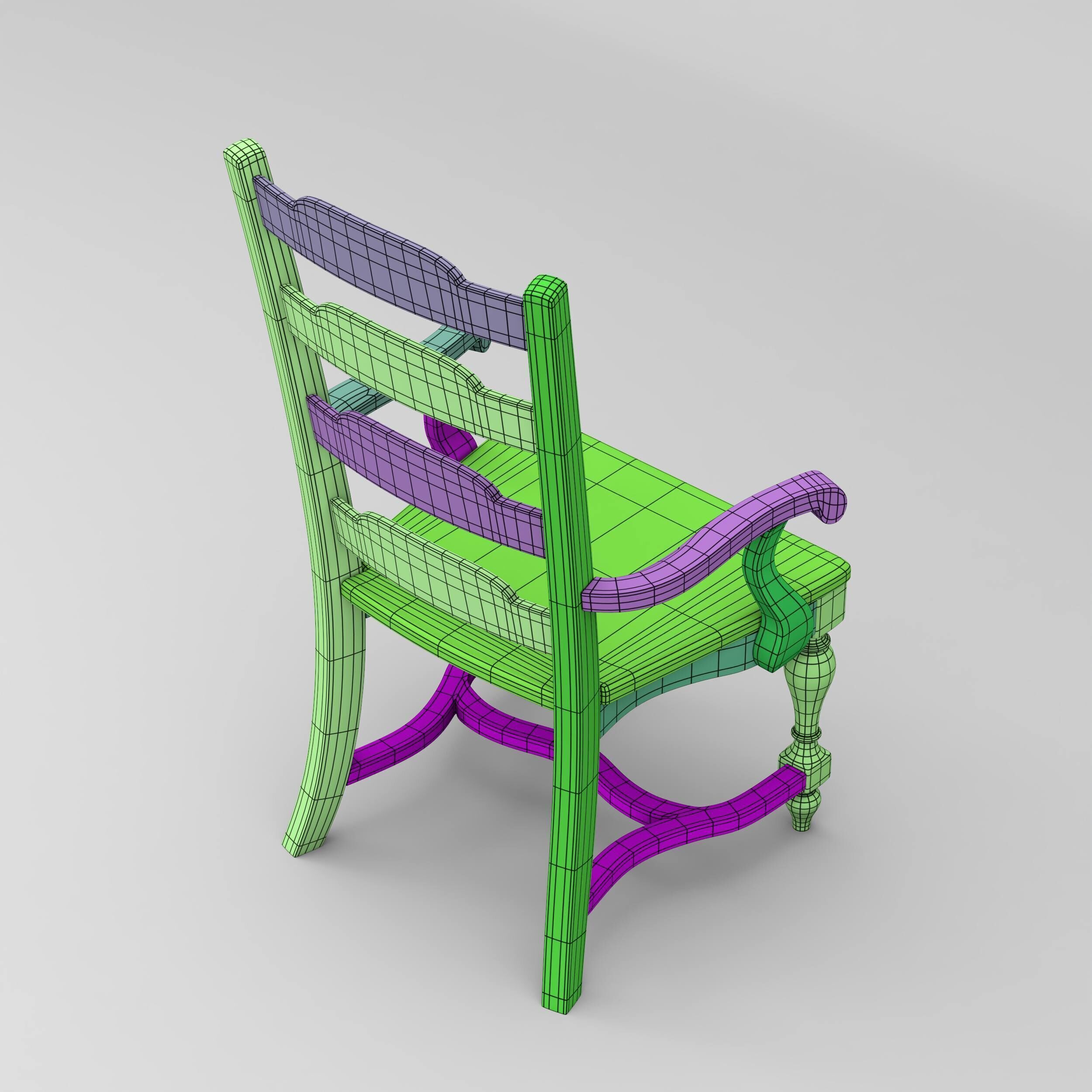 Old Wooden Chair  3D model_23