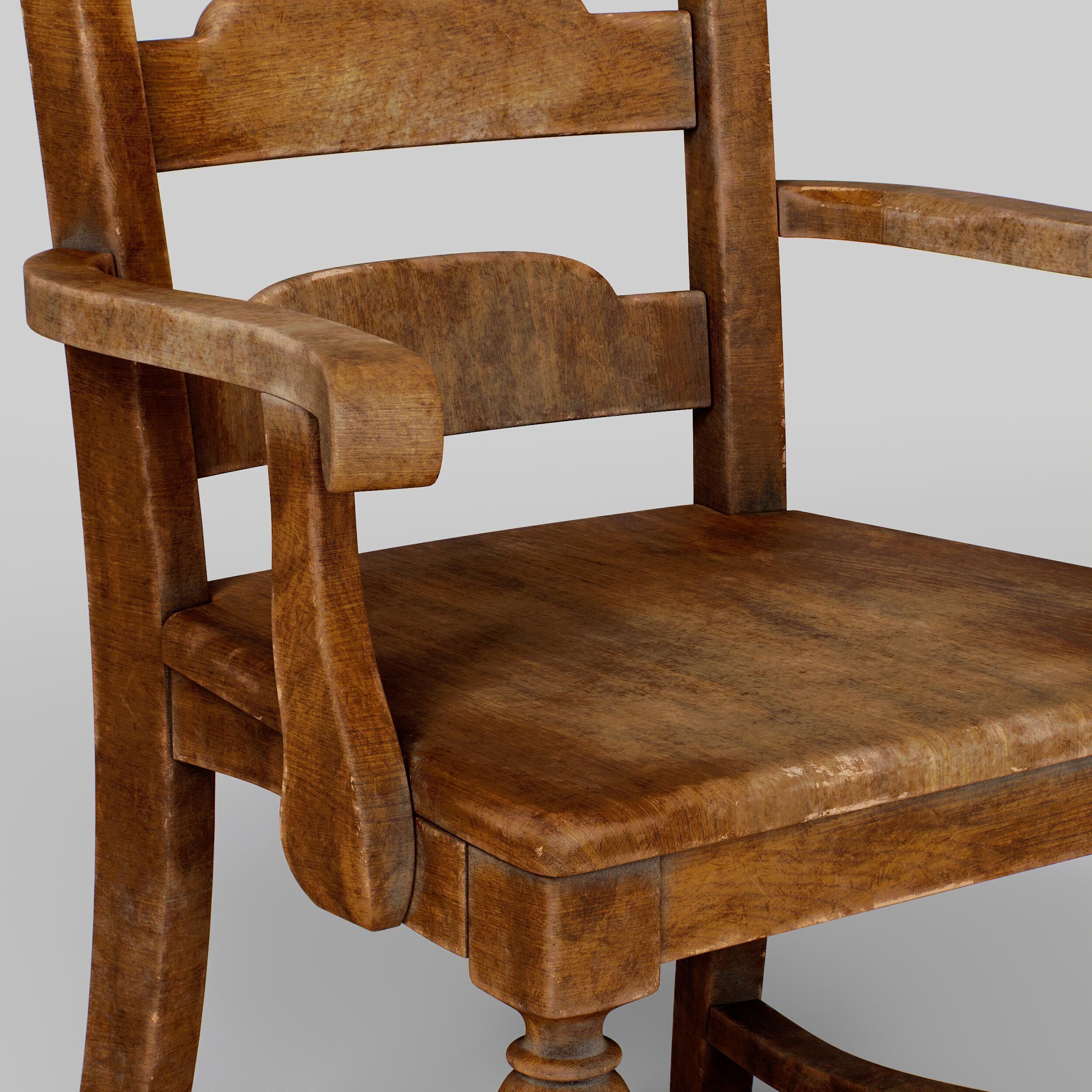 Old Wooden Chair  3D model_18