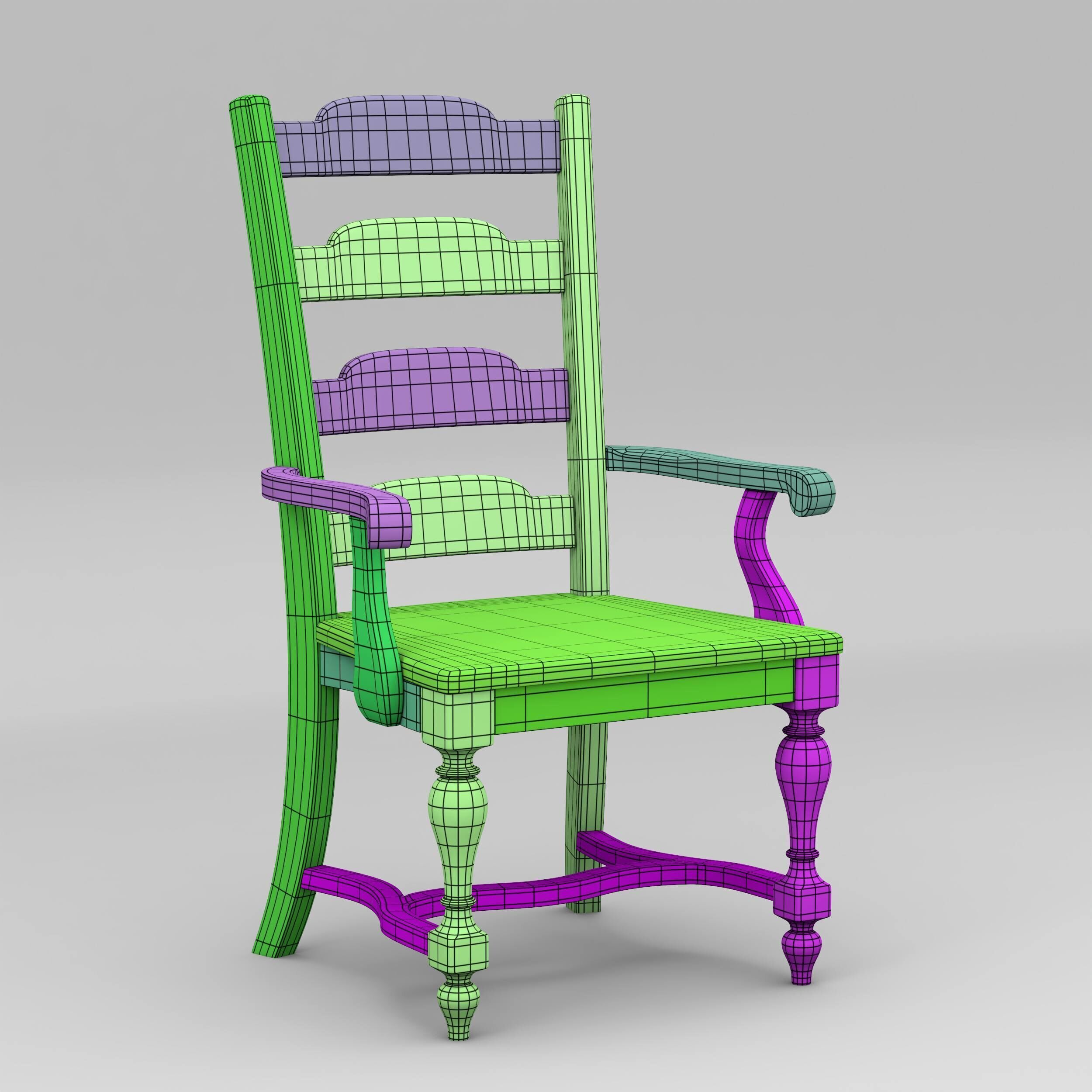 Old Wooden Chair  3D model_21