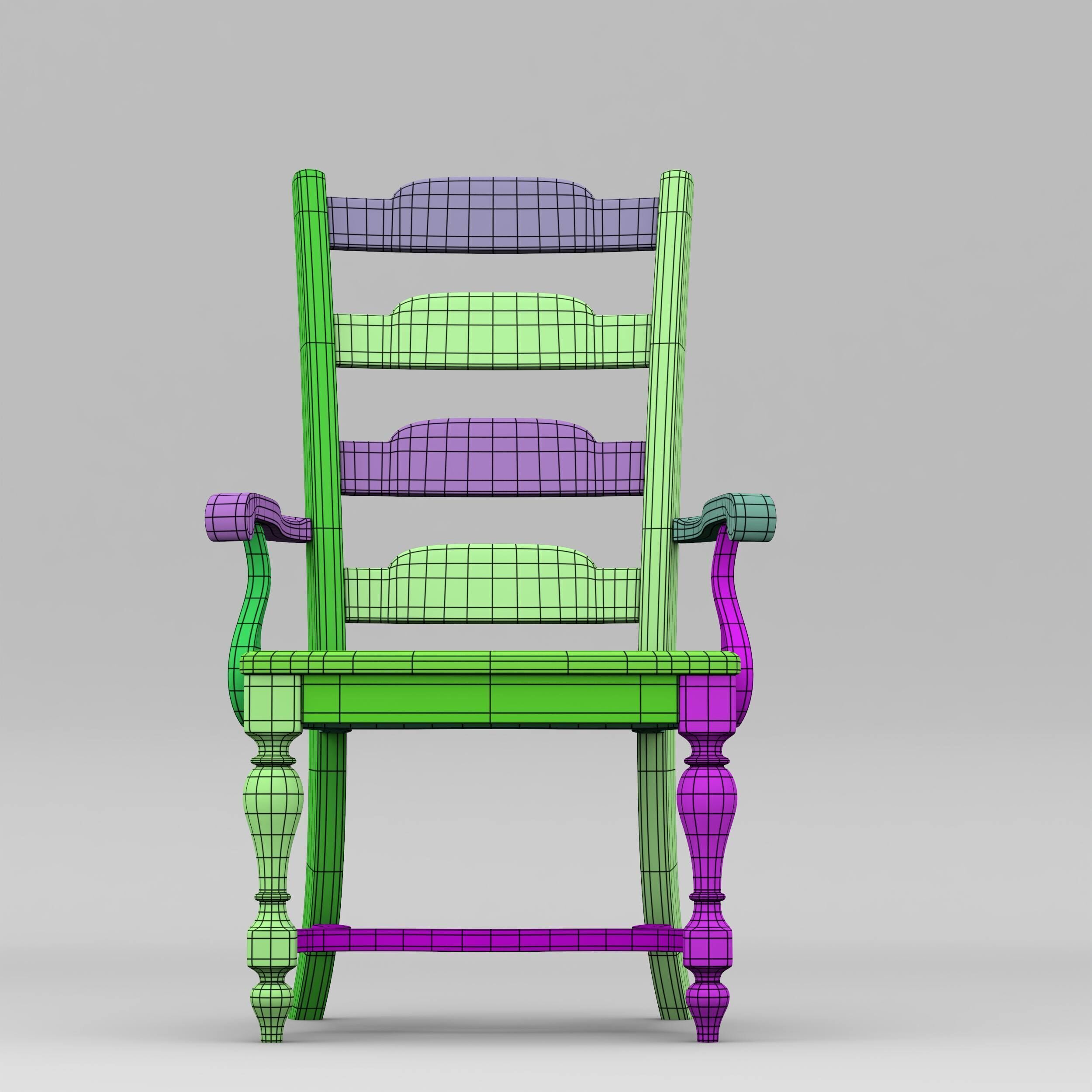Old Wooden Chair  3D model_24