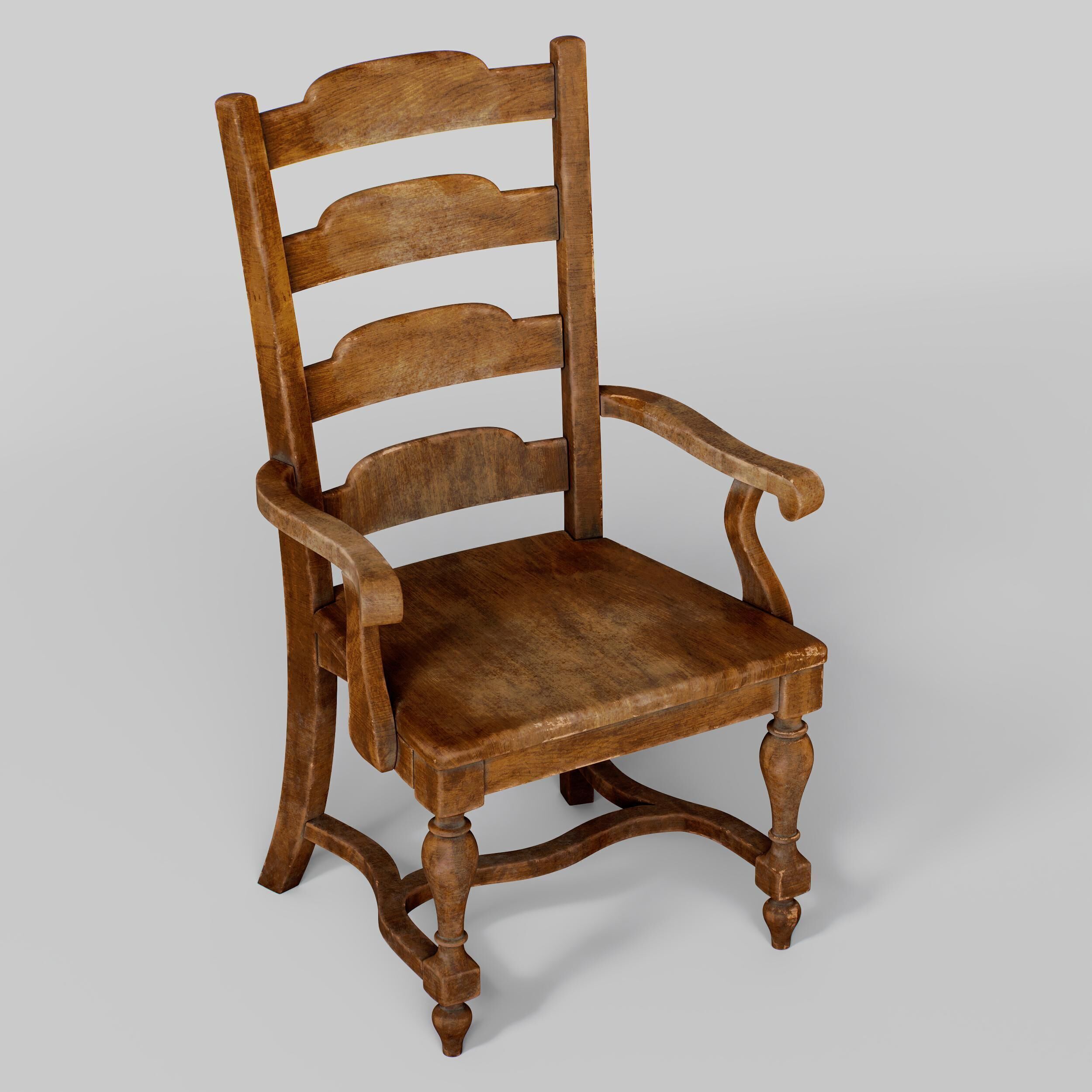 Old Wooden Chair  3D model_8