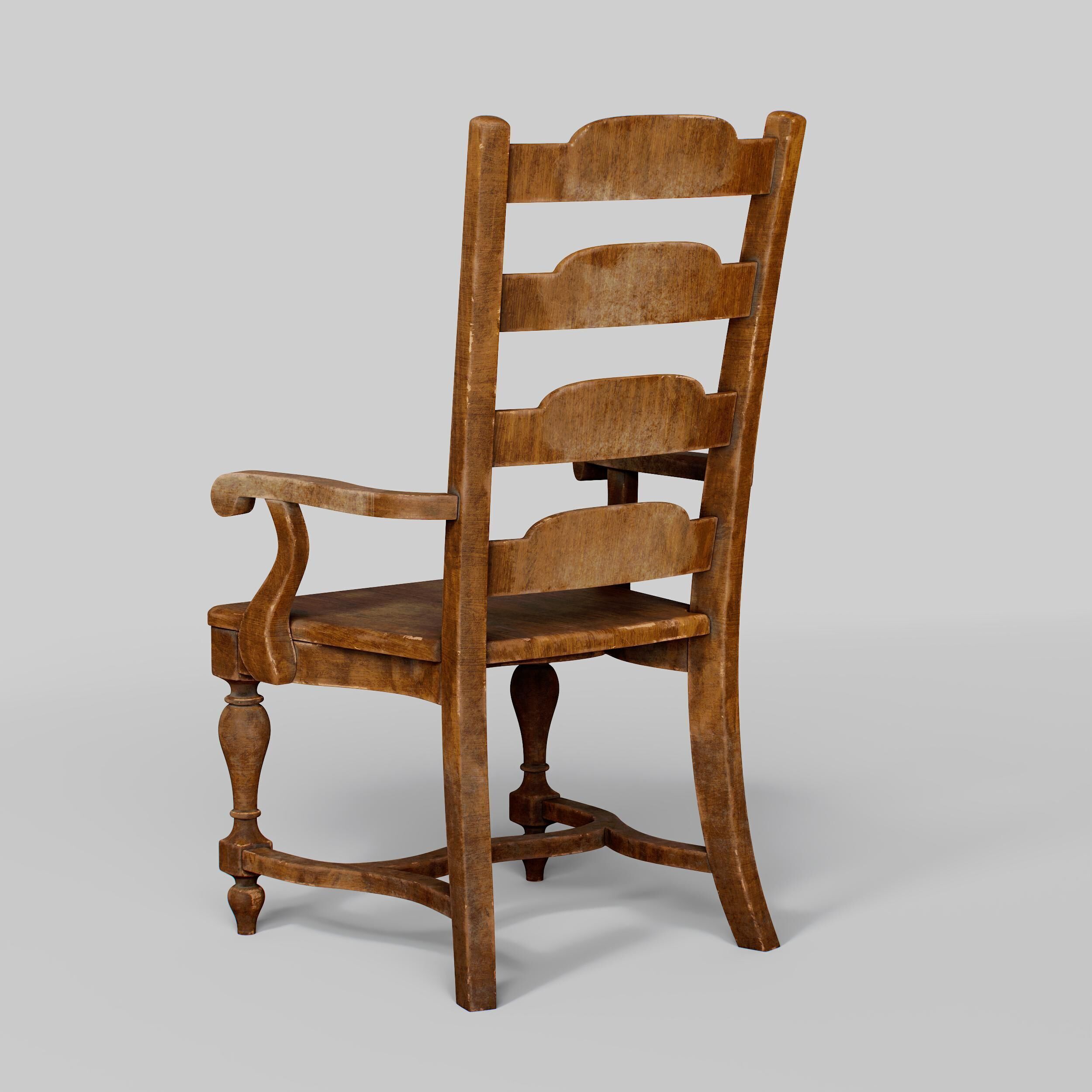 Old Wooden Chair  3D model_12