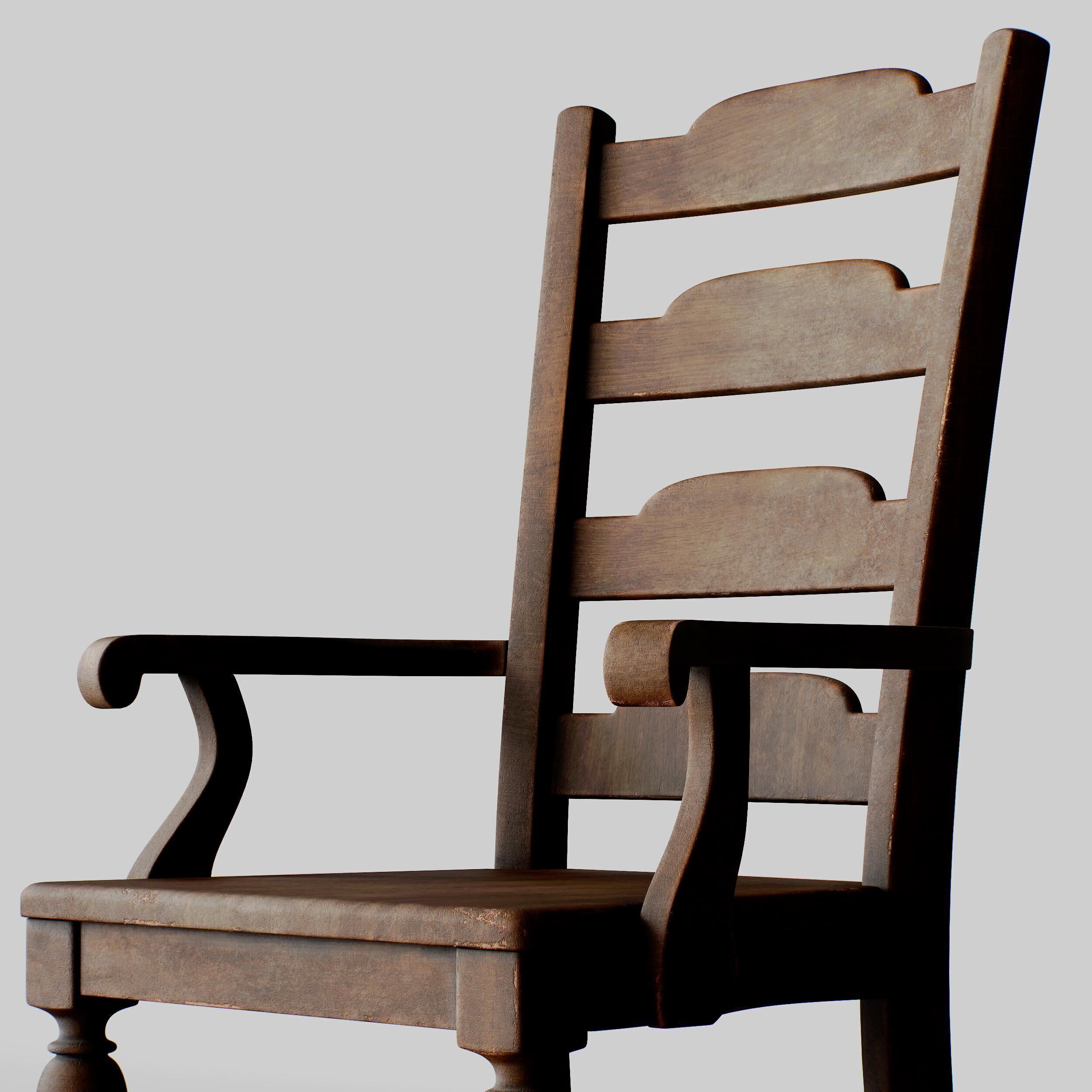 Old Wooden Chair  3D model_5