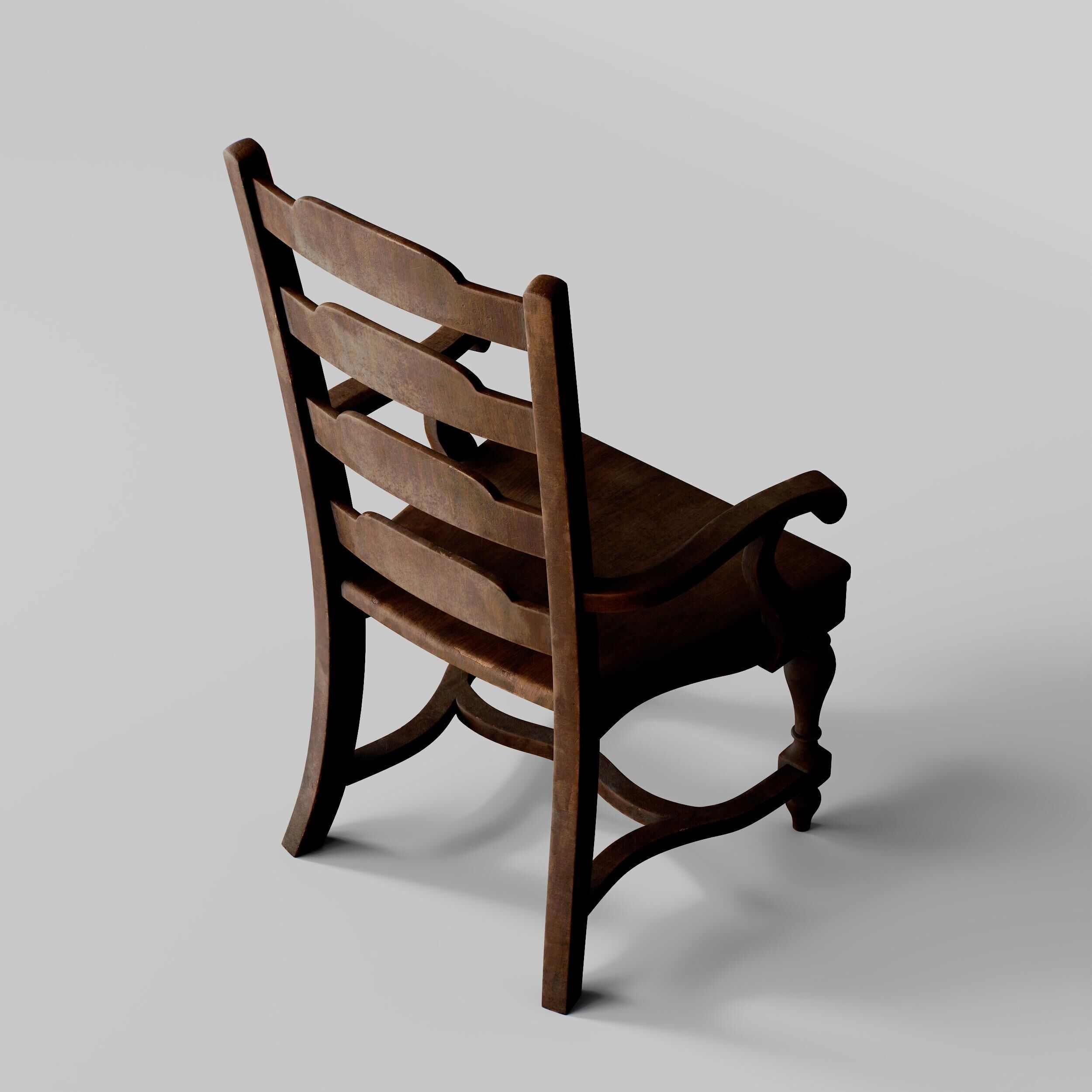 Old Wooden Chair  3D model_2