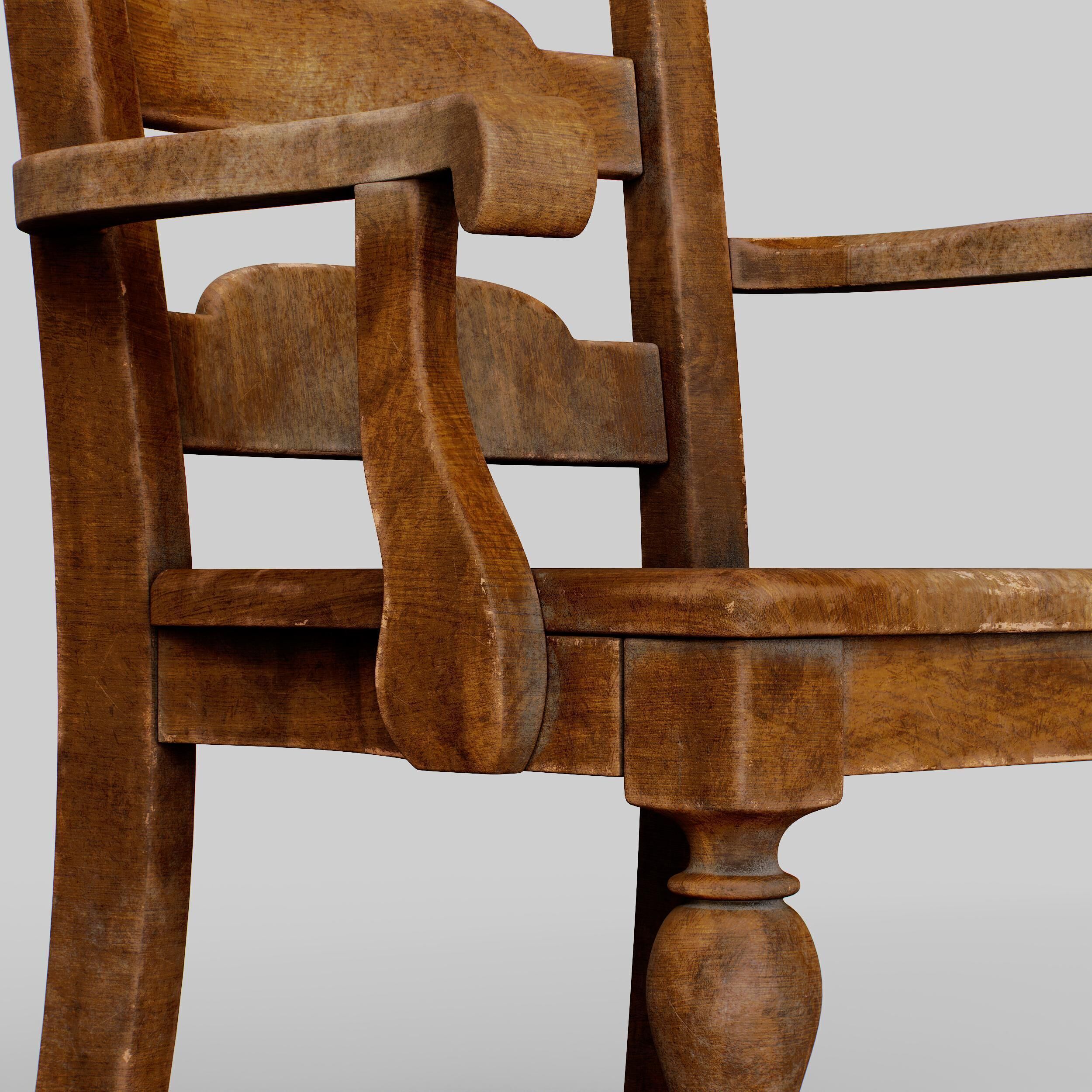 Old Wooden Chair  3D model_19