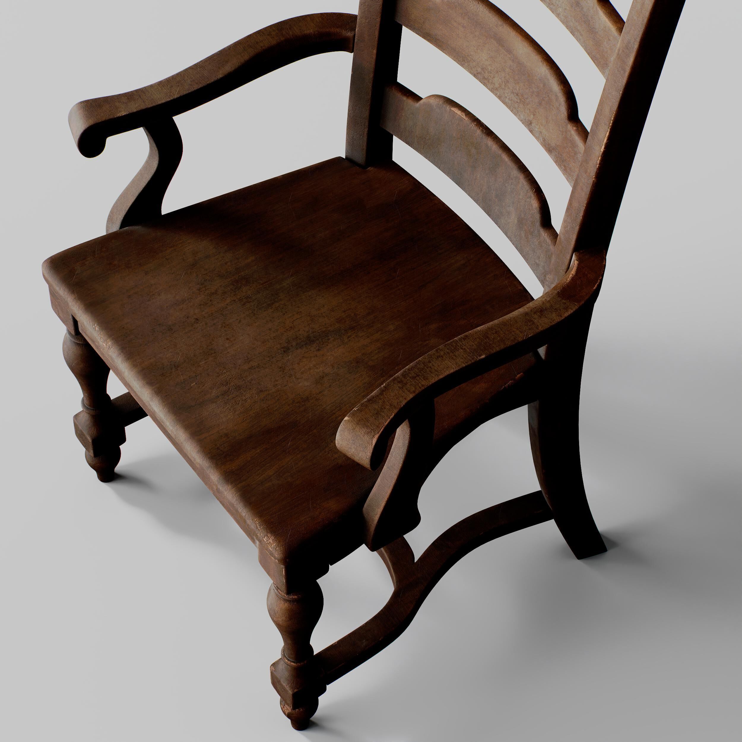 Old Wooden Chair  3D model_4