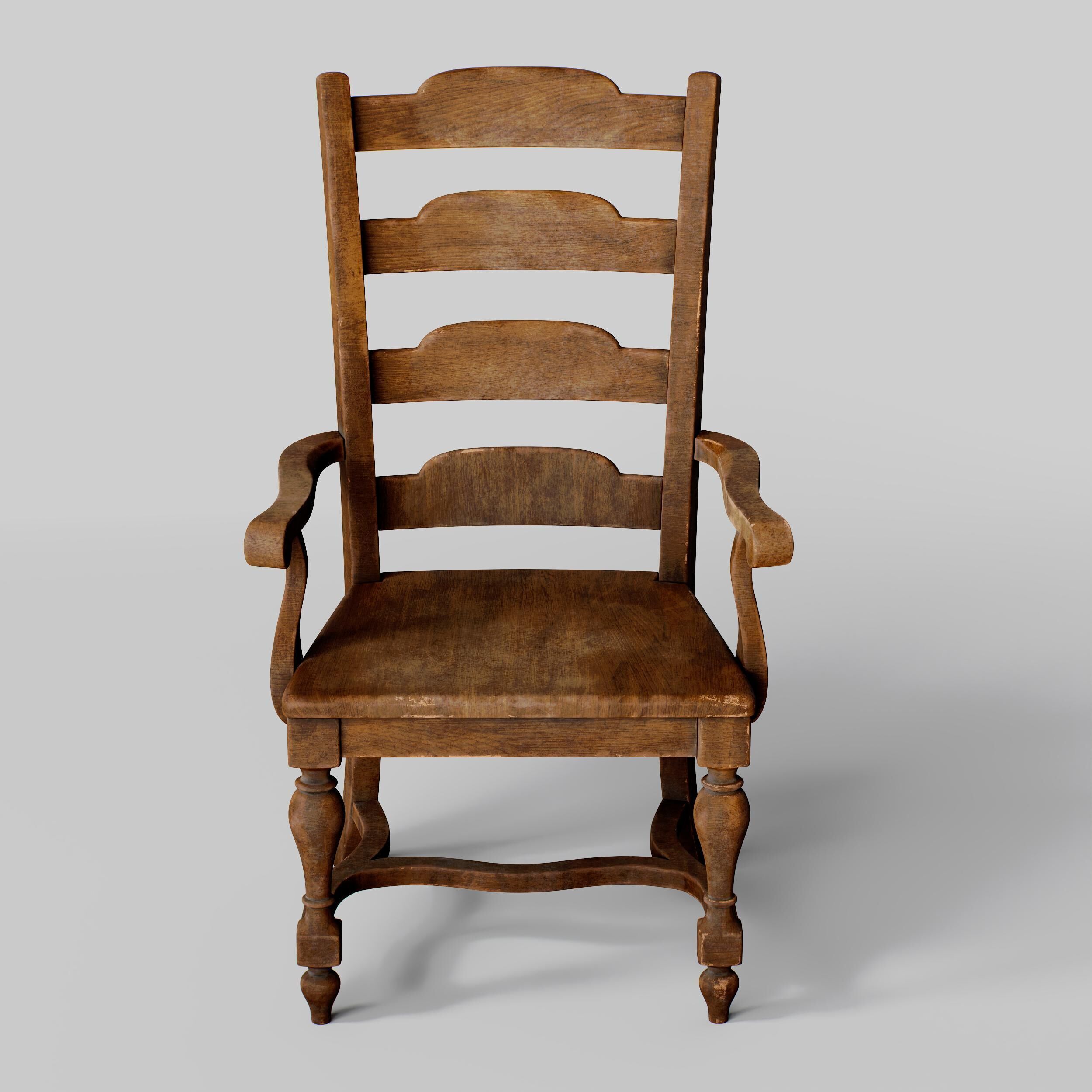 Old Wooden Chair  3D model_17