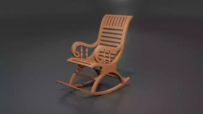 Realistic Wooden Rocking Chair 3D Model 3D model