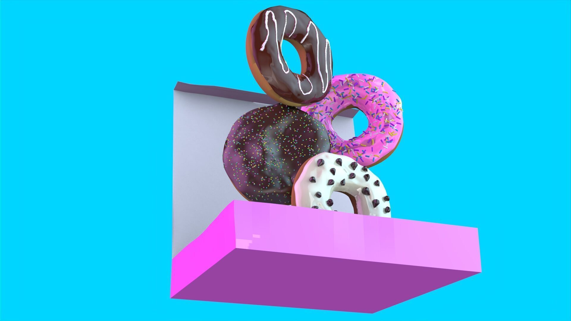 Donut Box 3D Model High Quality CGI Asset 3D model_5