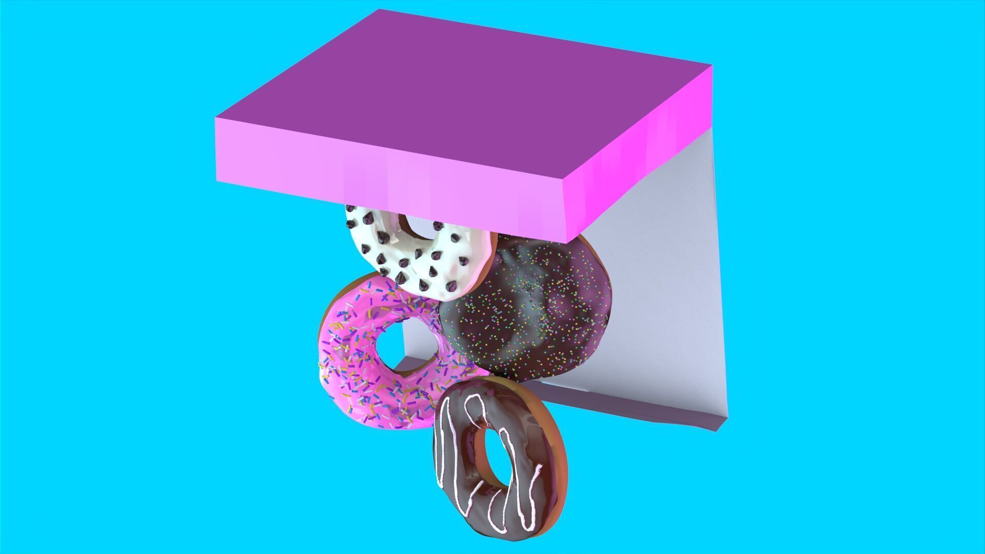 Donut Box 3D Model High Quality CGI Asset 3D model_11