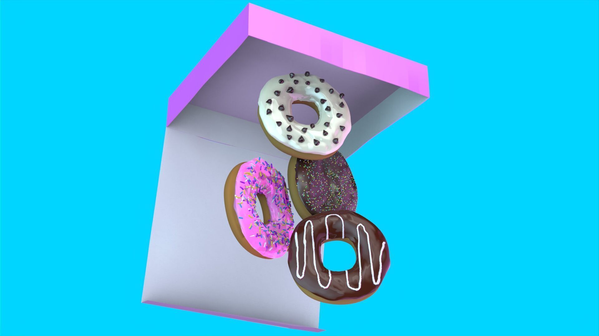 Donut Box 3D Model High Quality CGI Asset 3D model_9