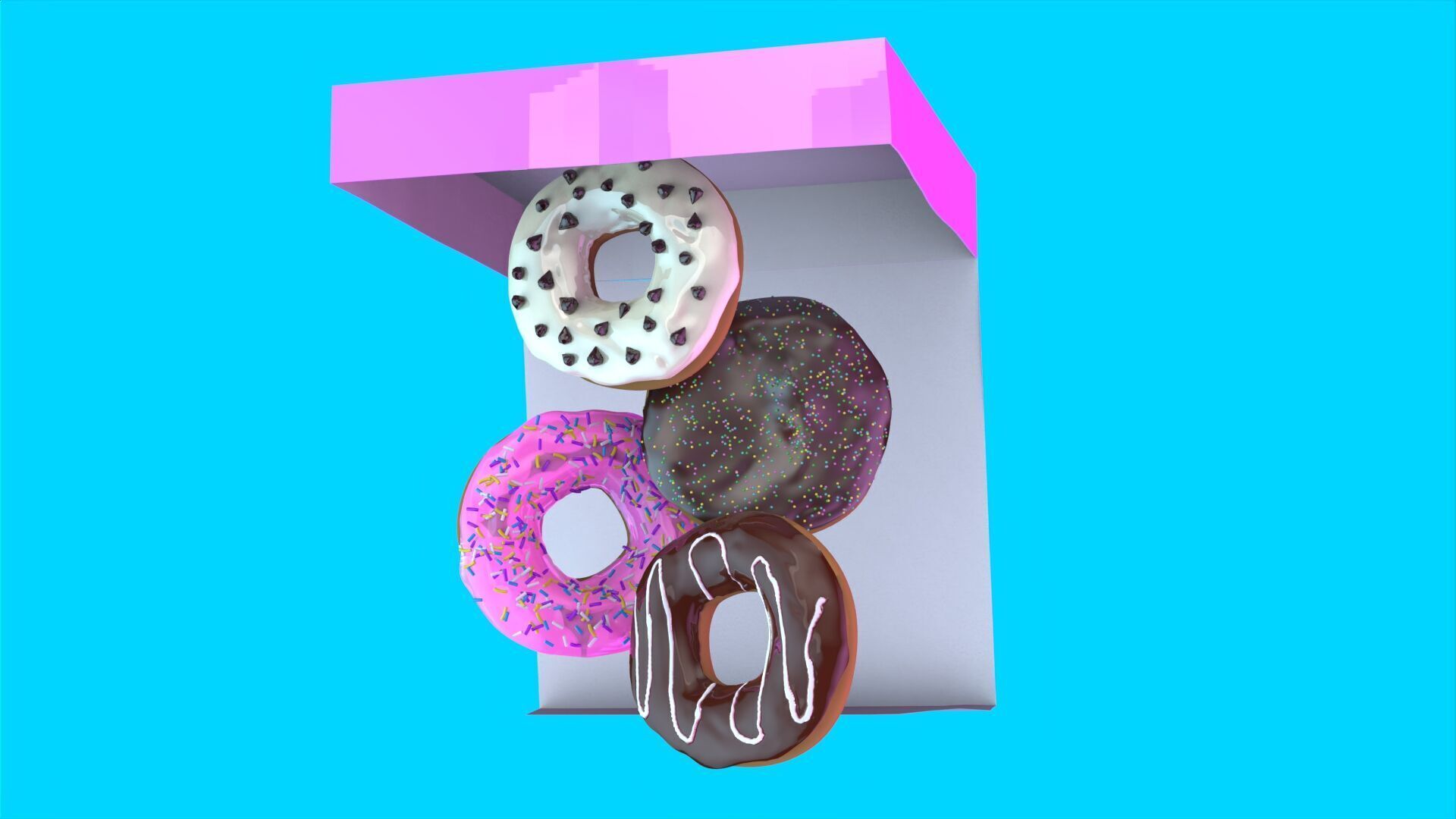 Donut Box 3D Model High Quality CGI Asset 3D model_8