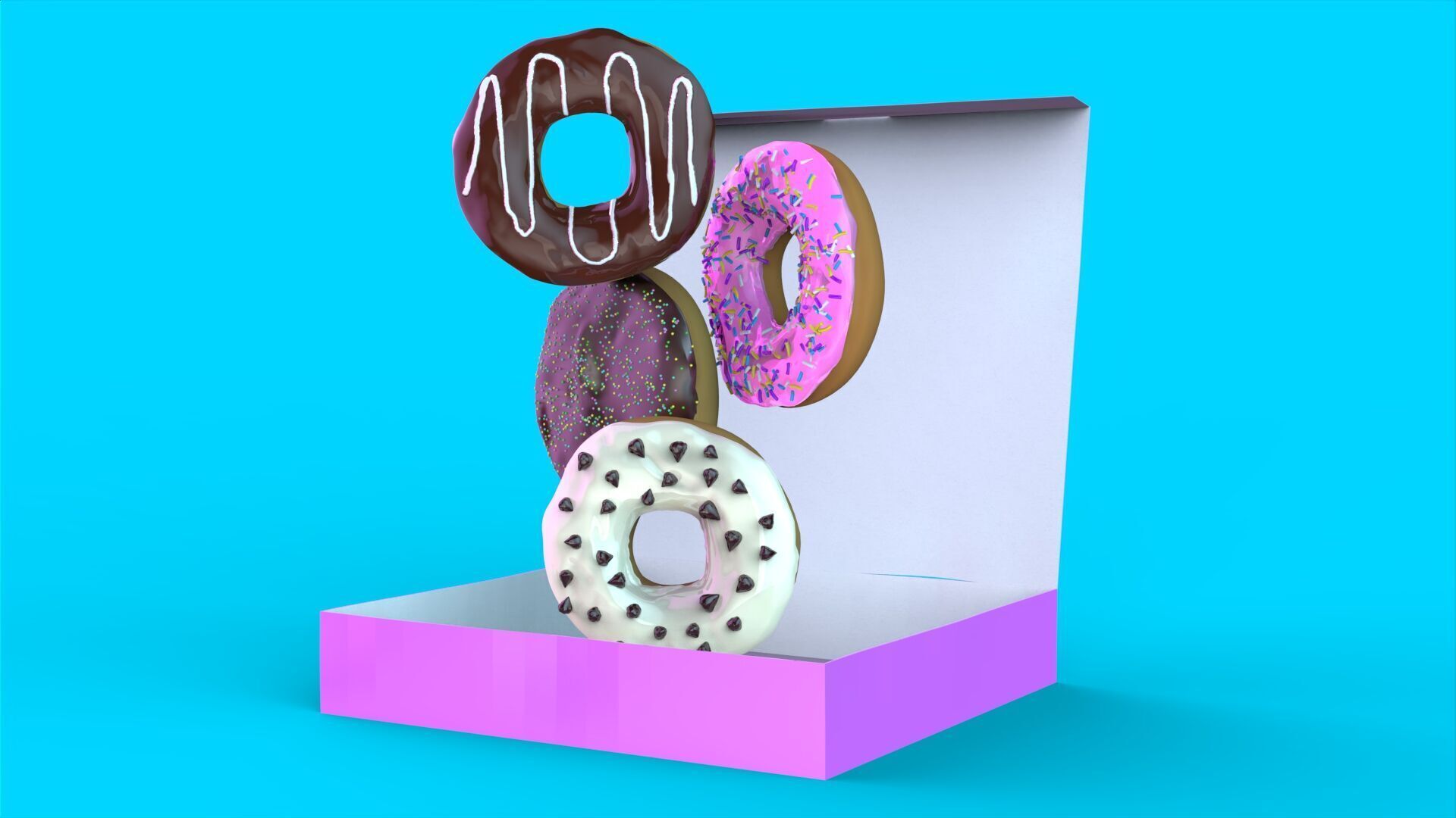 Donut Box 3D Model High Quality CGI Asset 3D model_19