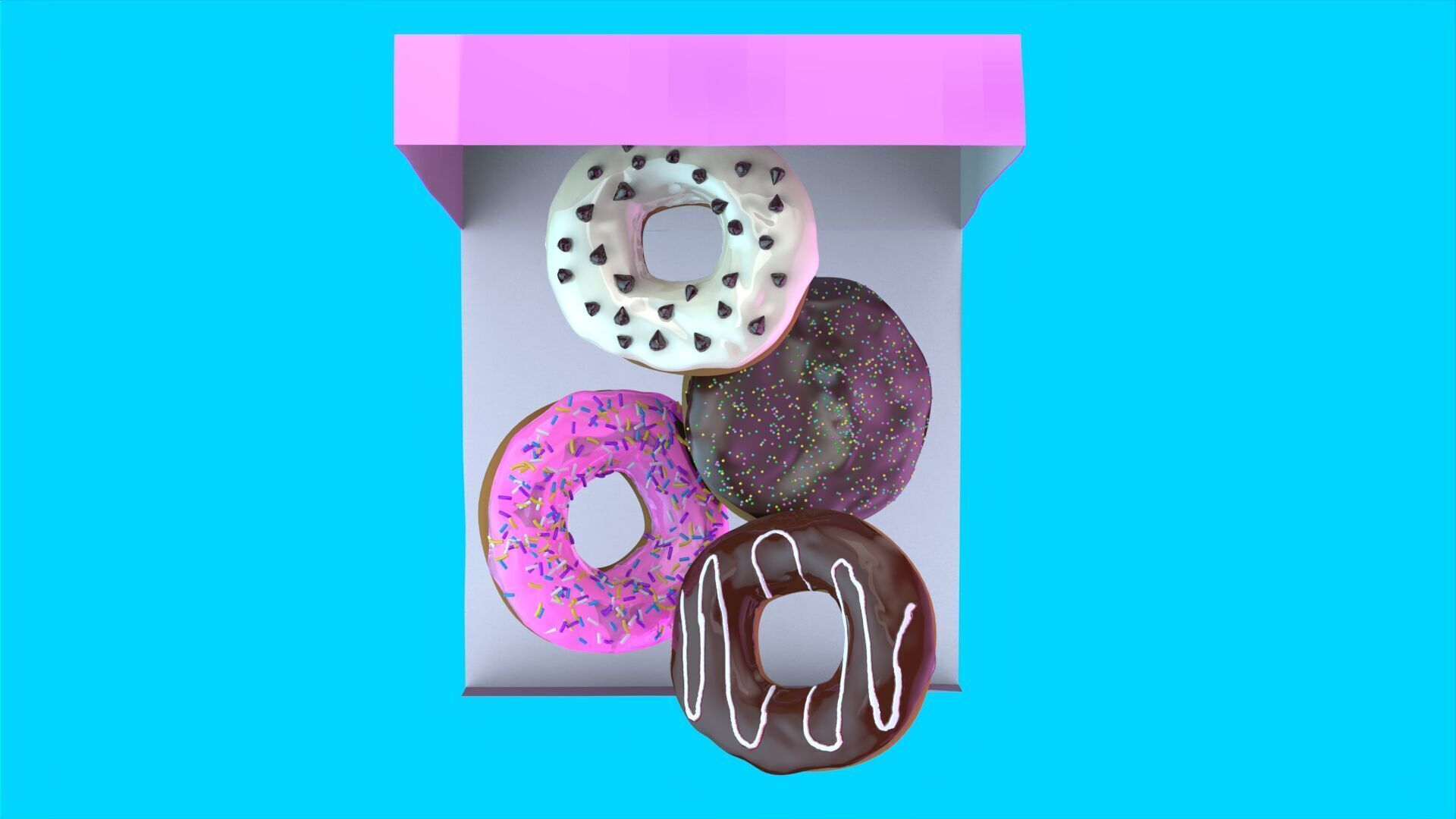 Donut Box 3D Model High Quality CGI Asset 3D model_13