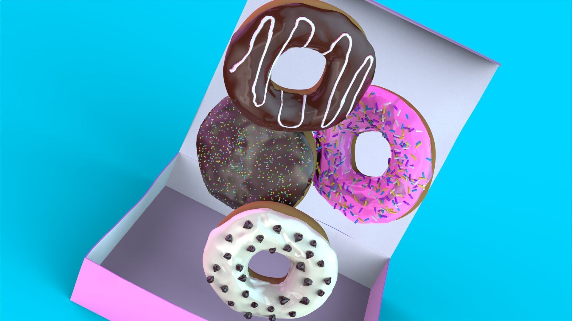 Donut Box 3D Model High Quality CGI Asset 3D model_7