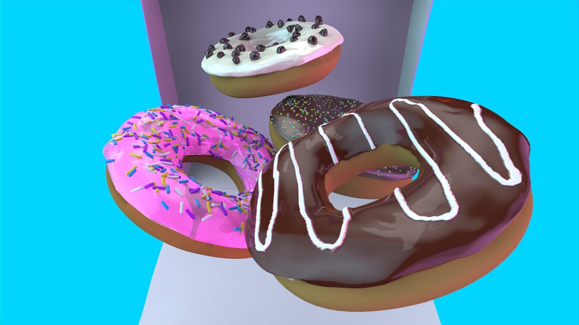 Donut Box 3D Model High Quality CGI Asset 3D model_10