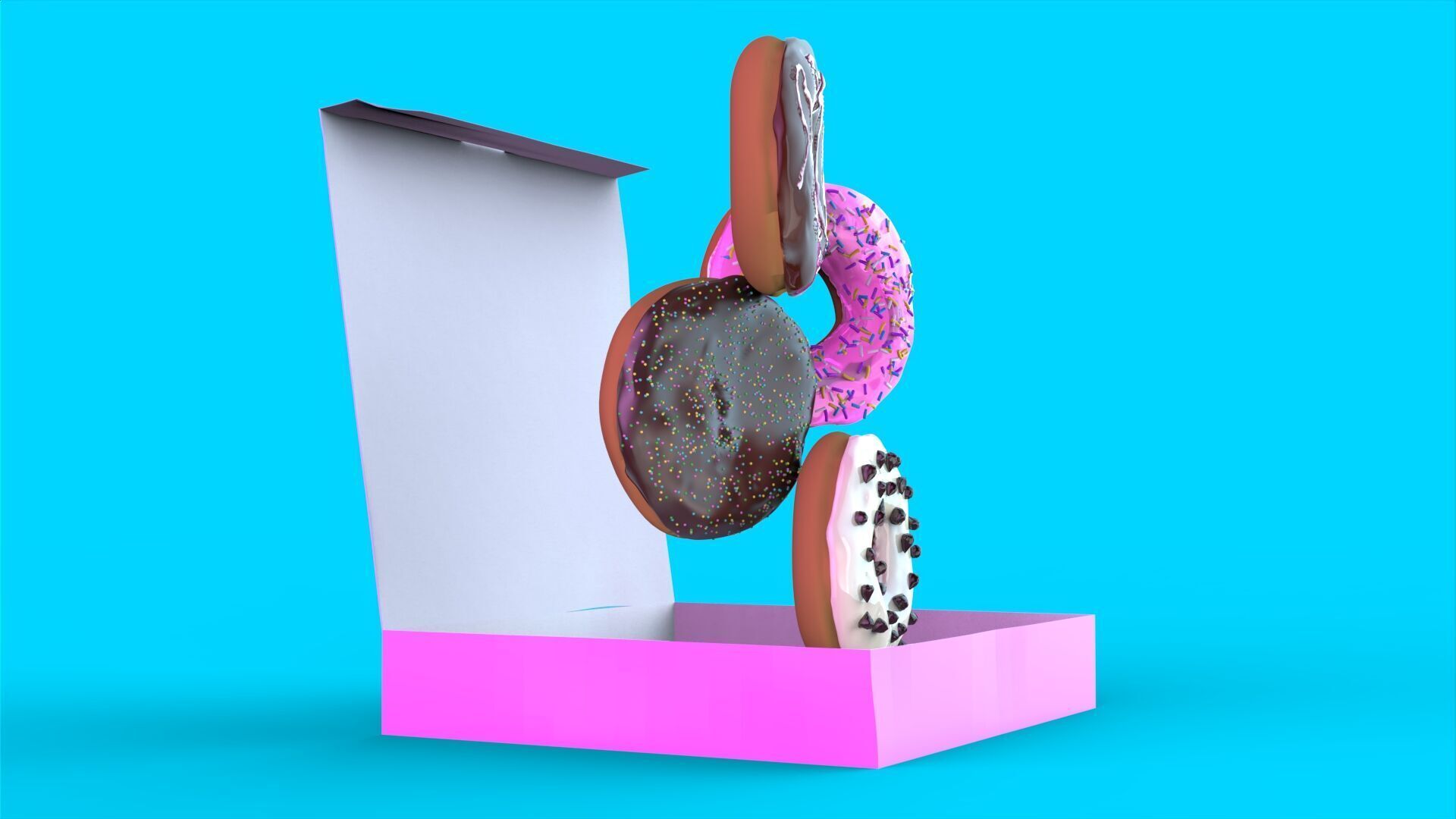 Donut Box 3D Model High Quality CGI Asset 3D model_20