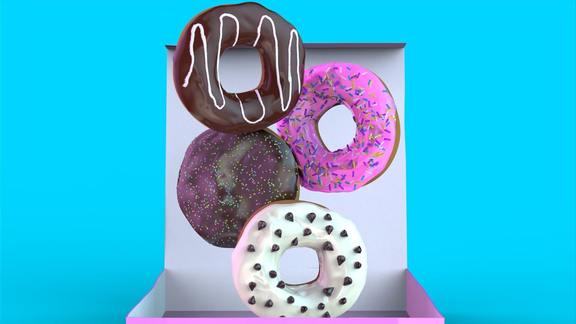 Donut Box 3D Model High Quality CGI Asset 3D model_14