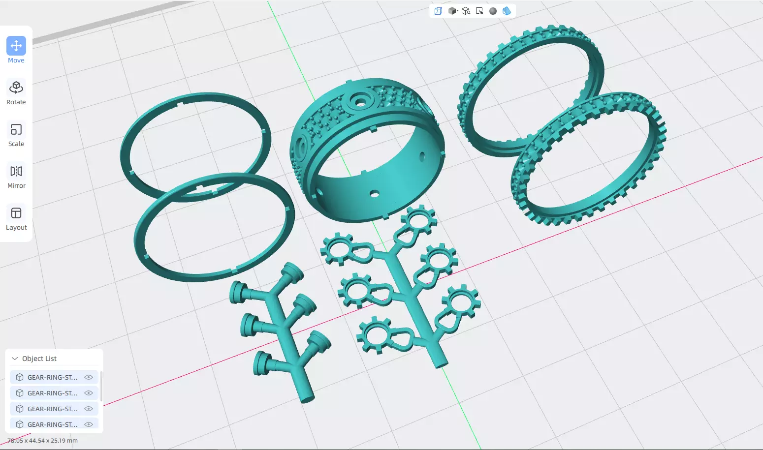 Inner diameter 20 mm Men Gear Ring in High 3D print model