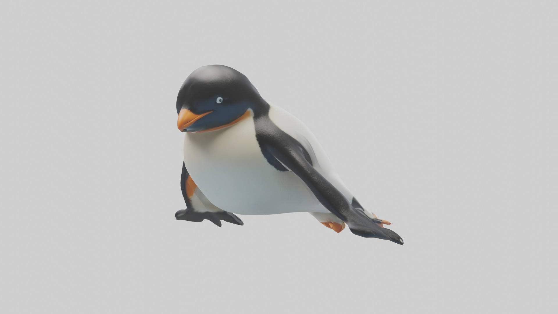 Penguin sliding on belly model Low-poly 3D model_2