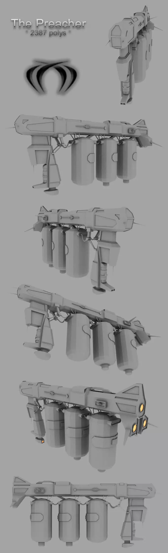 The preacher spacecraft with different parts Free 3D model