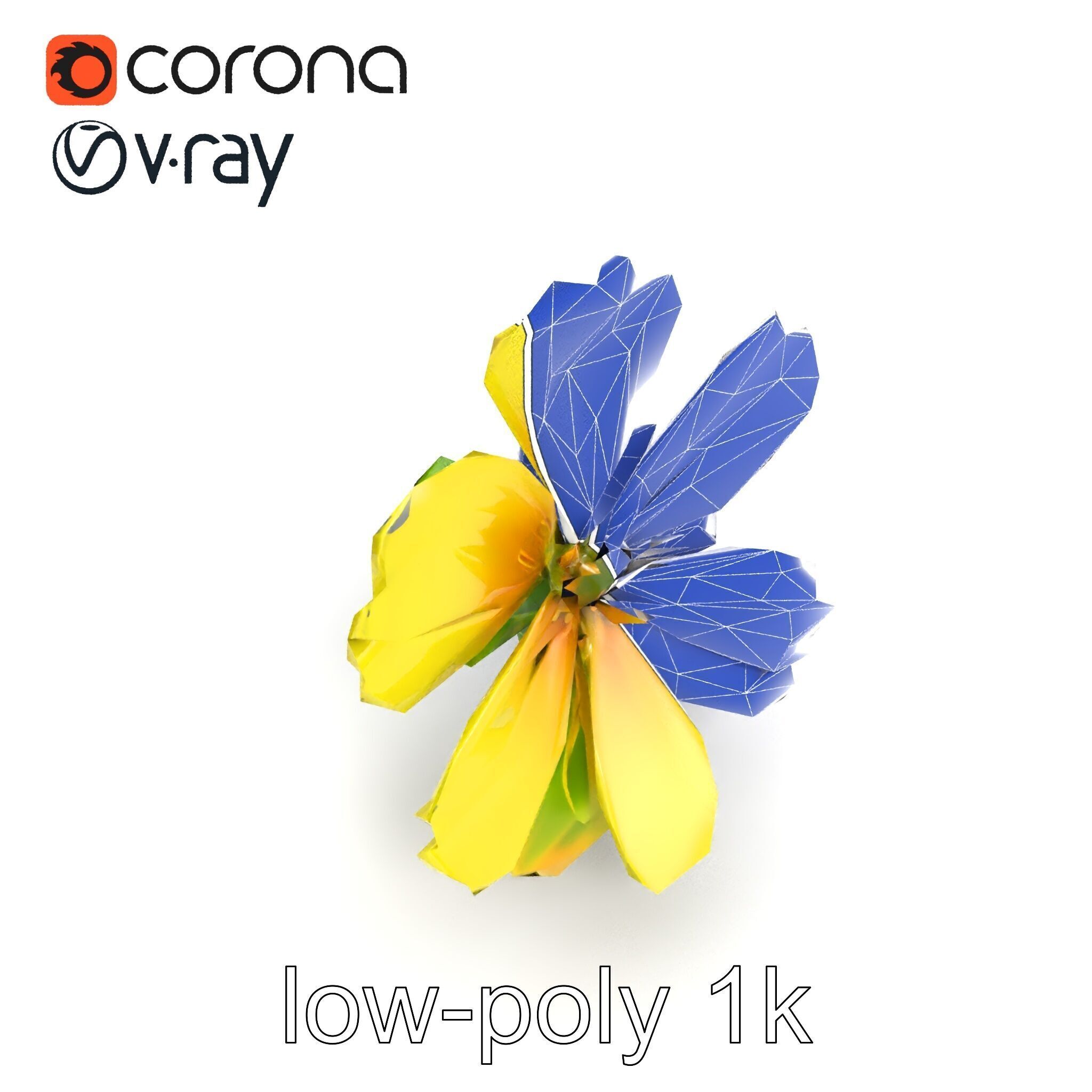 Yellow Clover Flower Botanical model pack Low-poly 3D model_16
