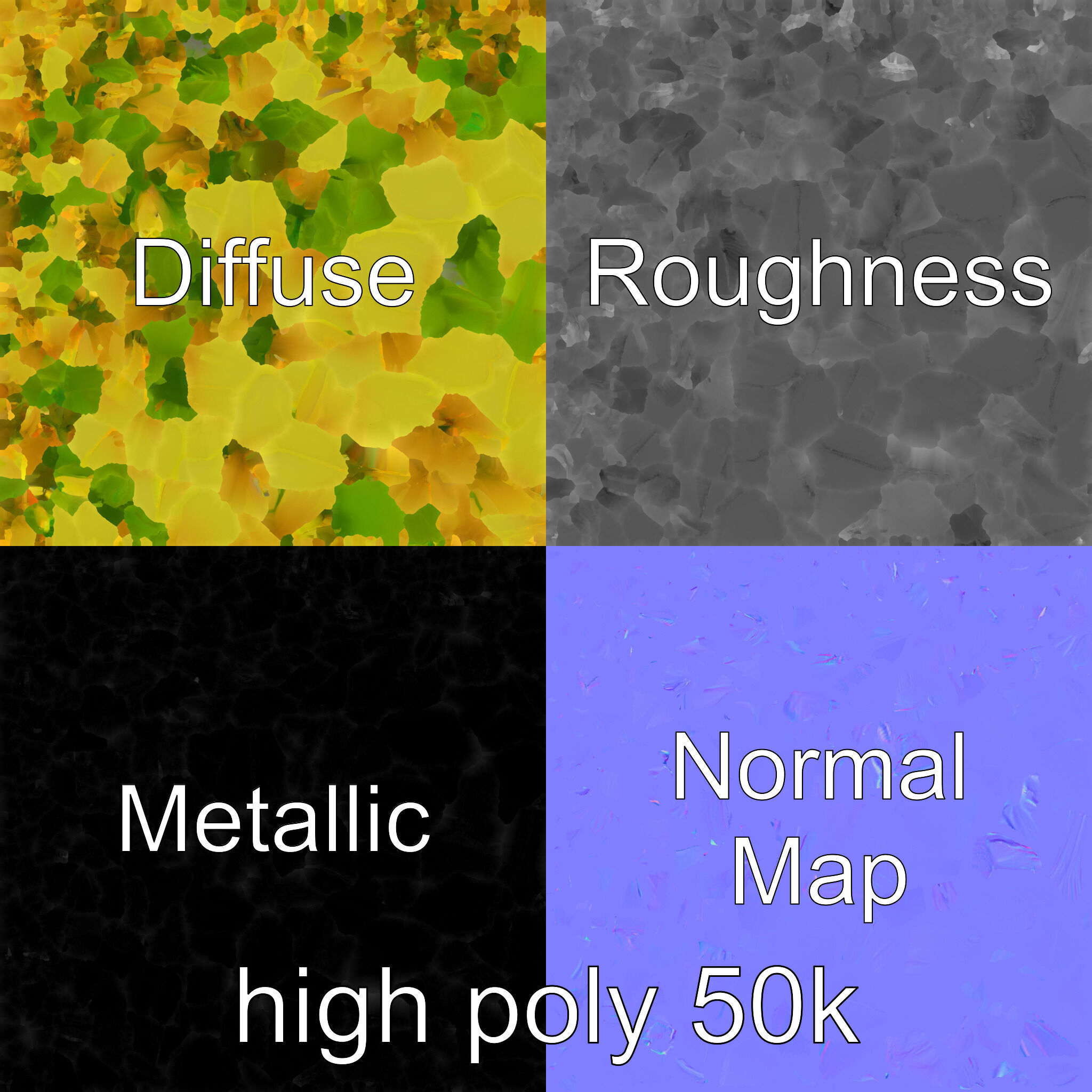 Yellow Clover Flower Botanical model pack Low-poly 3D model_3