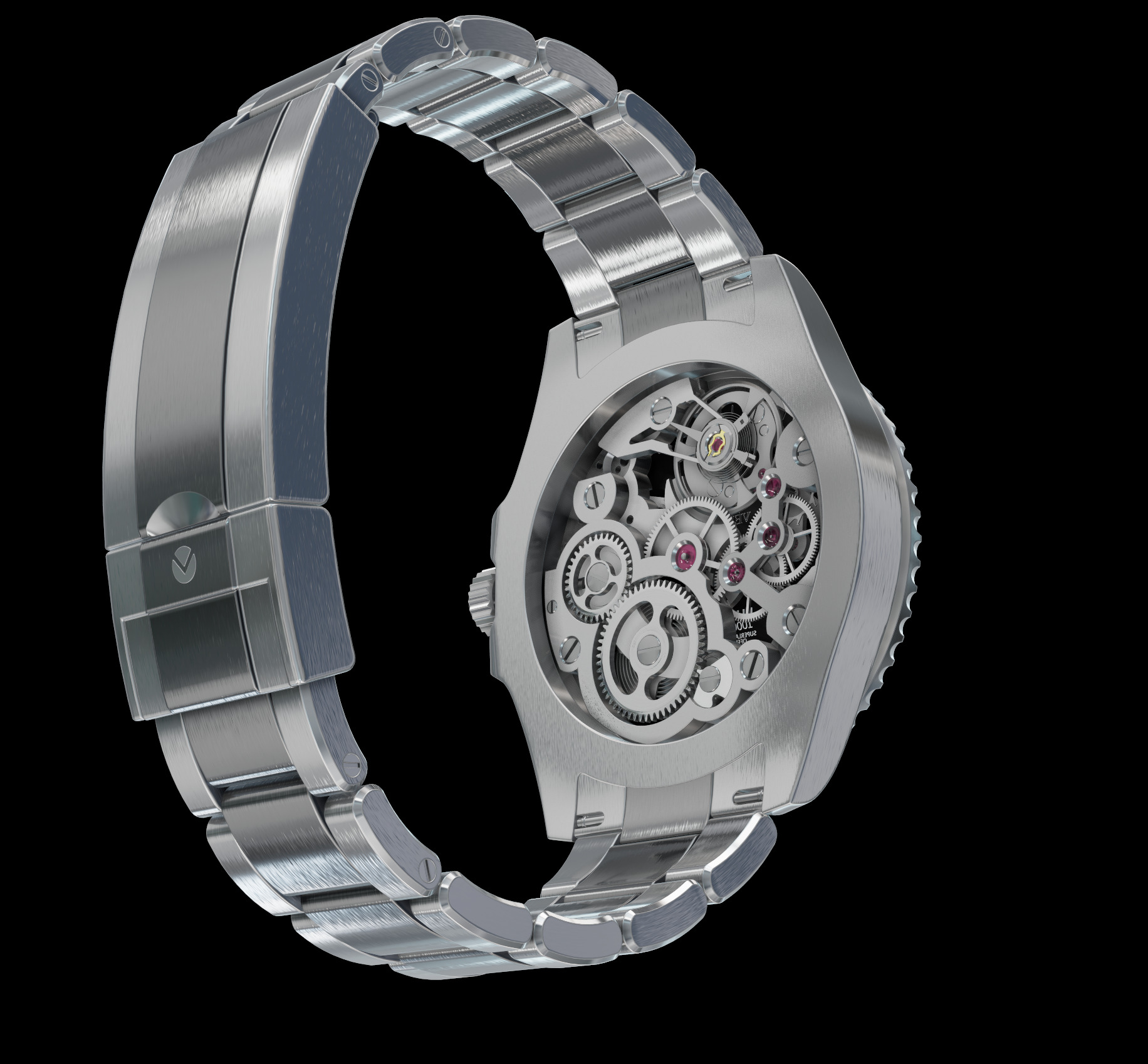 Watch with internal mechanism 3D model_2