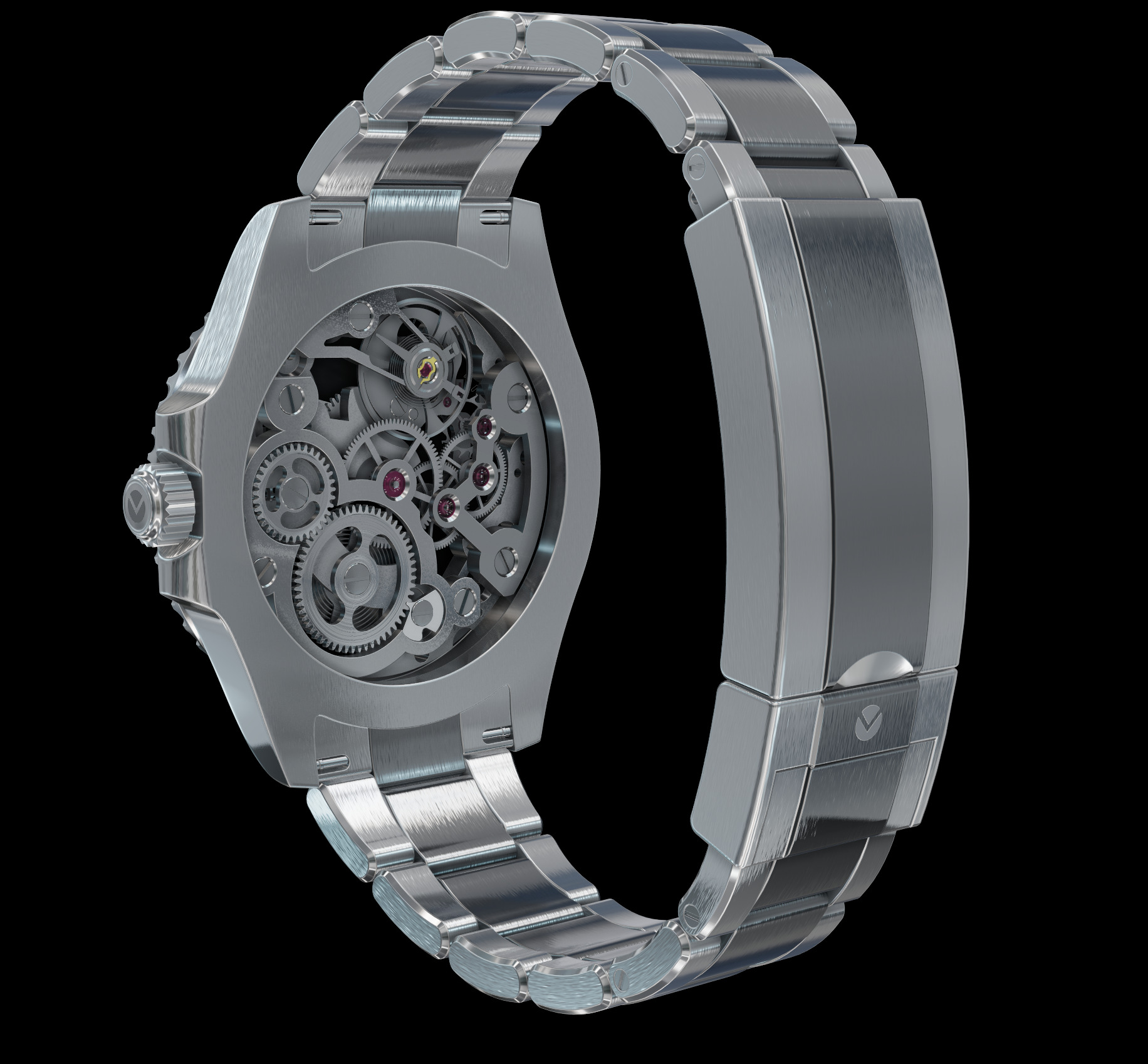 Watch with internal mechanism 3D model_3